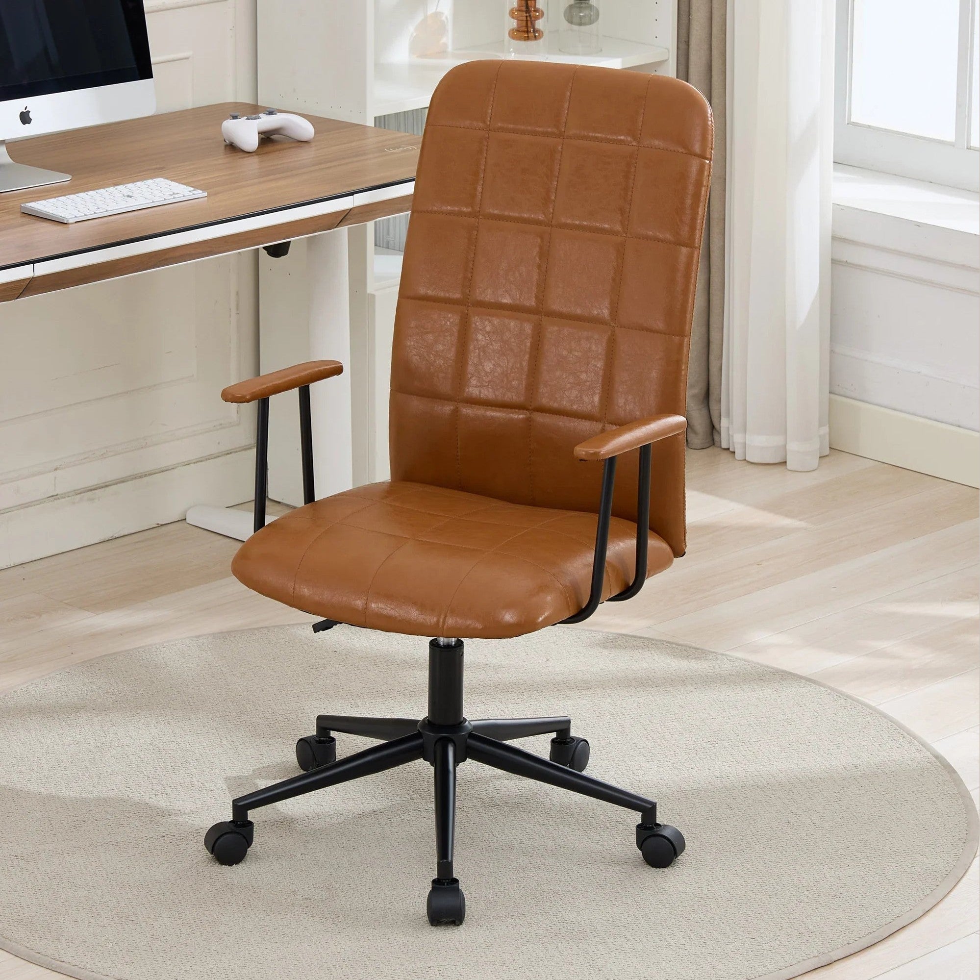 Antique Brown PU Leather Office Chair With Armrest And Gas Lift by Platinum-Level Office Chairs