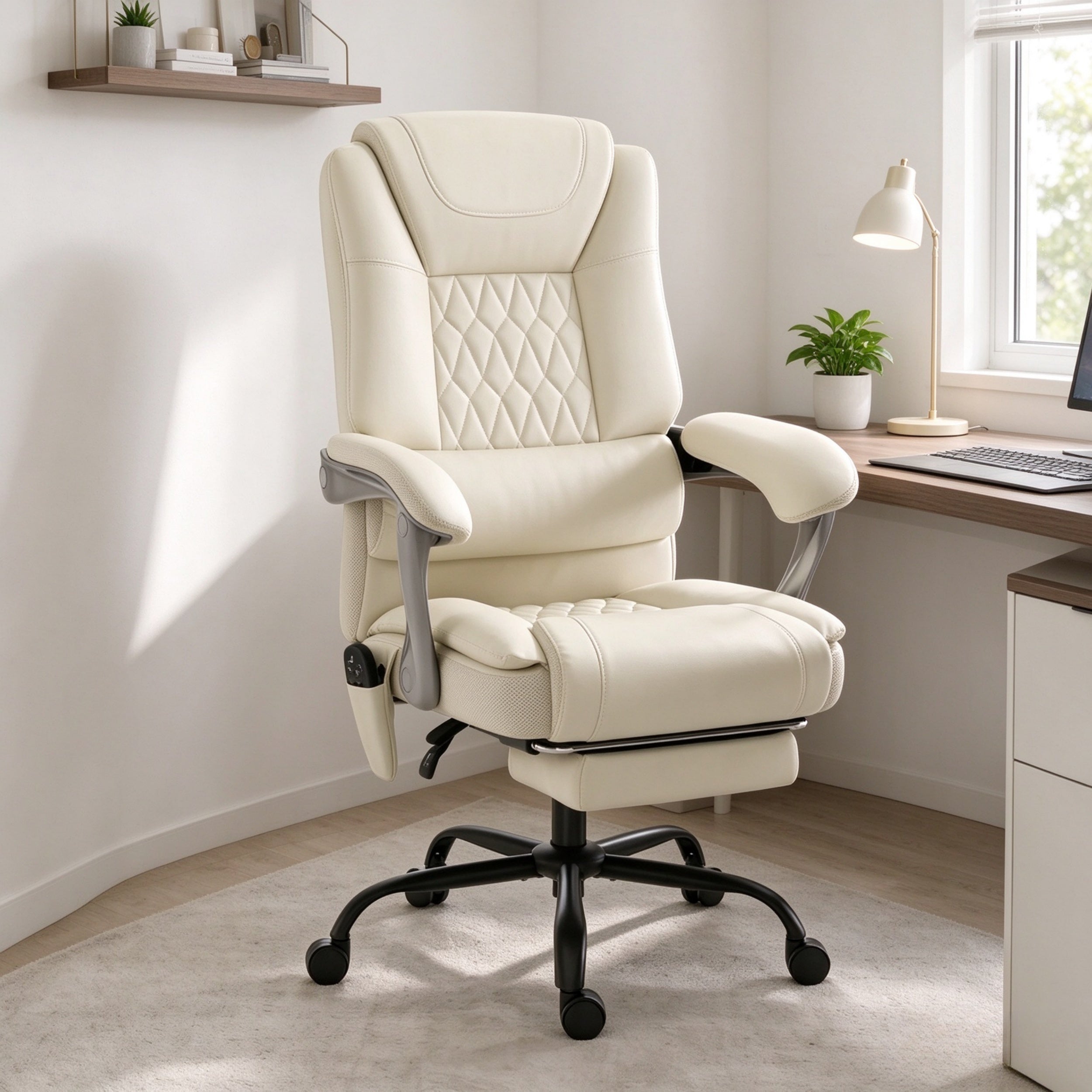 Beige Reclining Massage Office Chair with Heat Therapy - Platinum-Level Office Chairs
