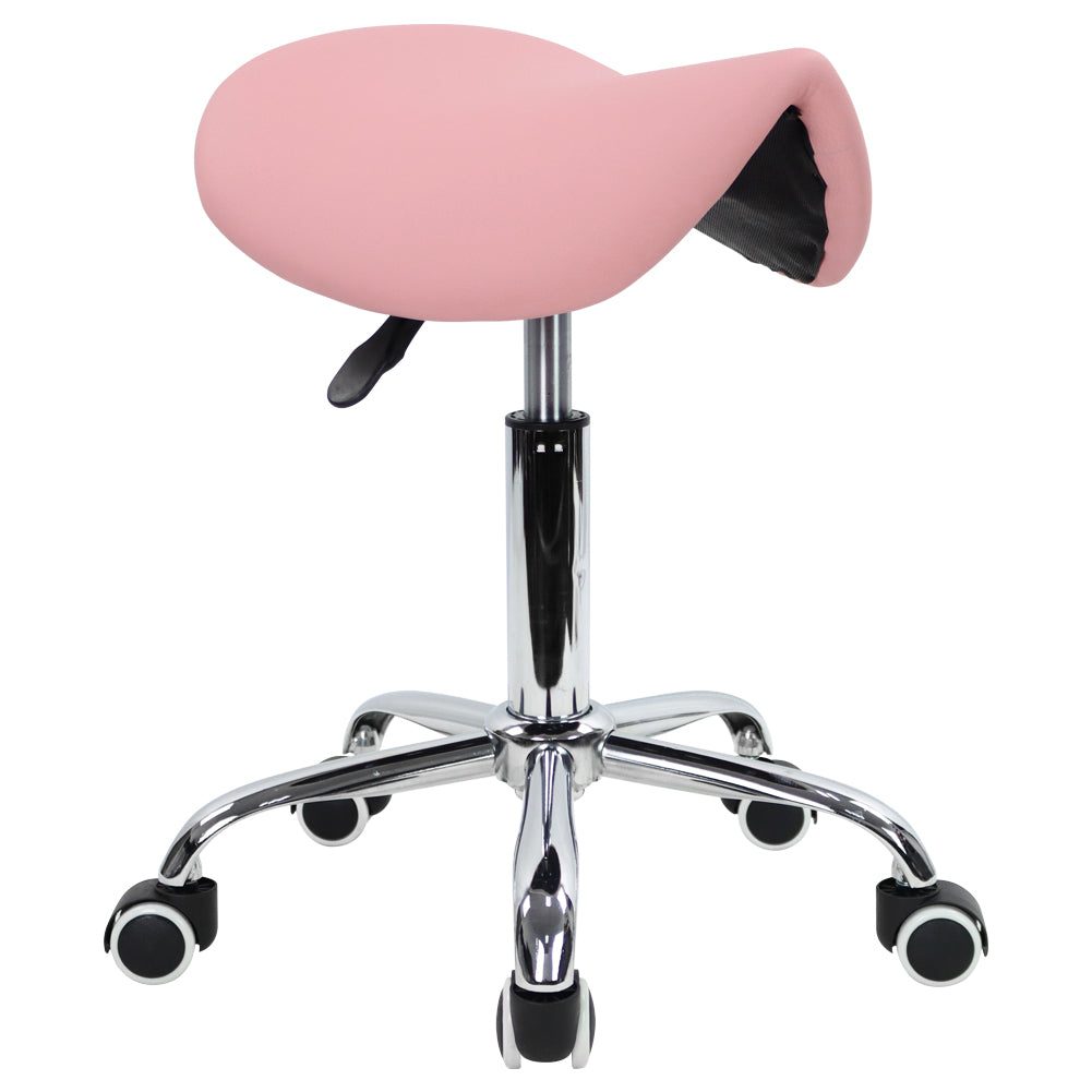 PU Leather Saddle Stool With Height Adjustable Swivel Wheels