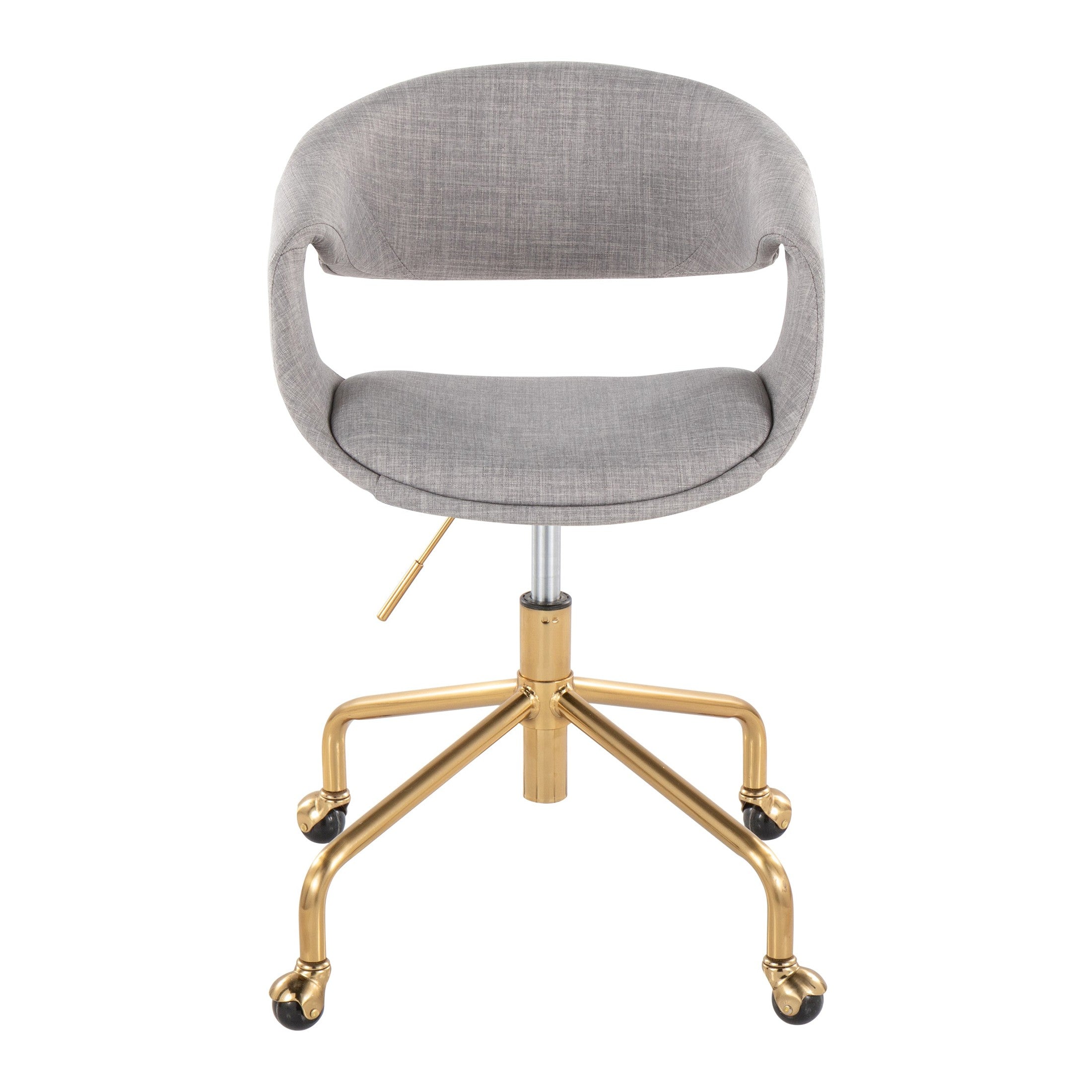 Grey Fabric Task Chair with Gold Swivel Base