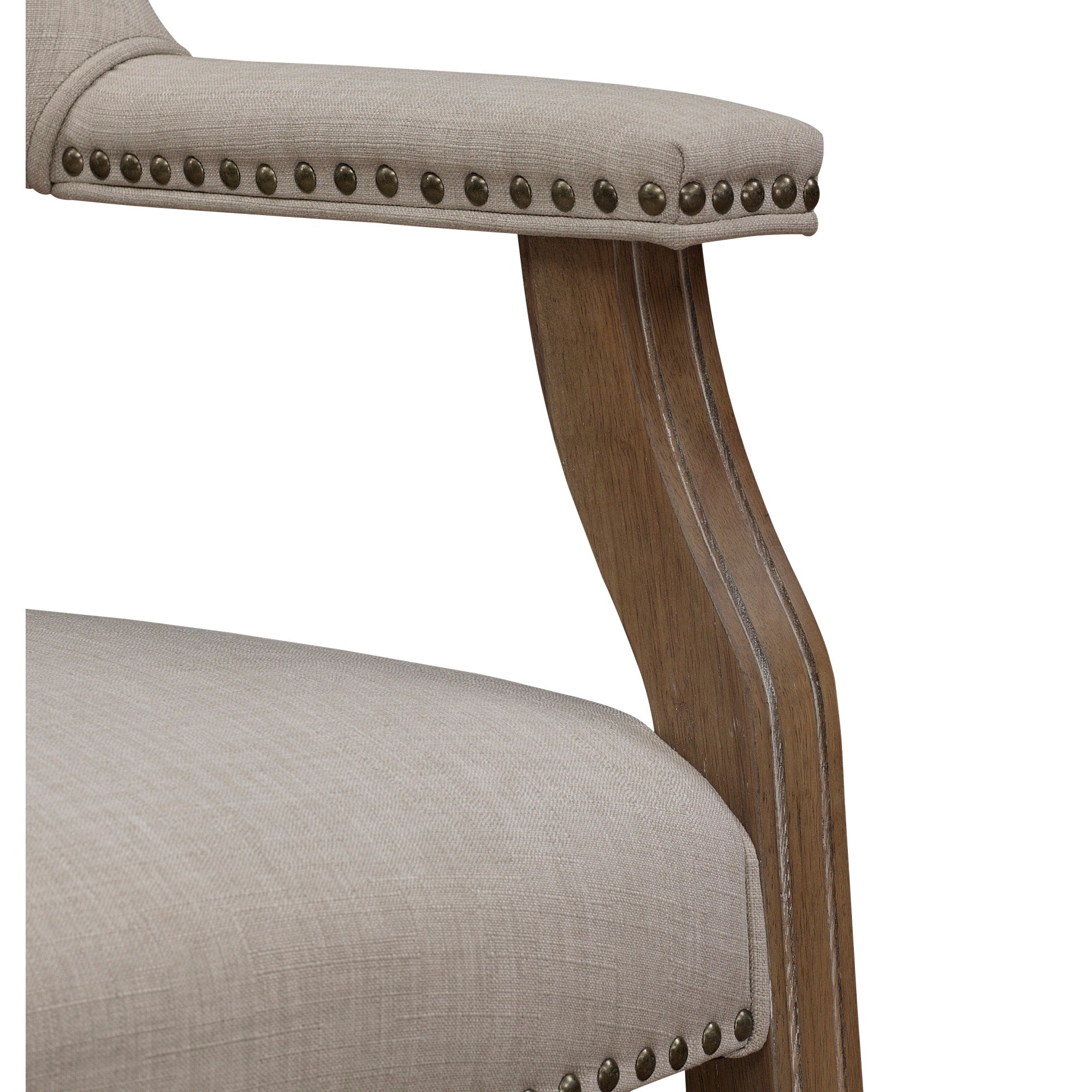 Monroe Sand Beige Caster Dining and Game Chair - nailhead detail