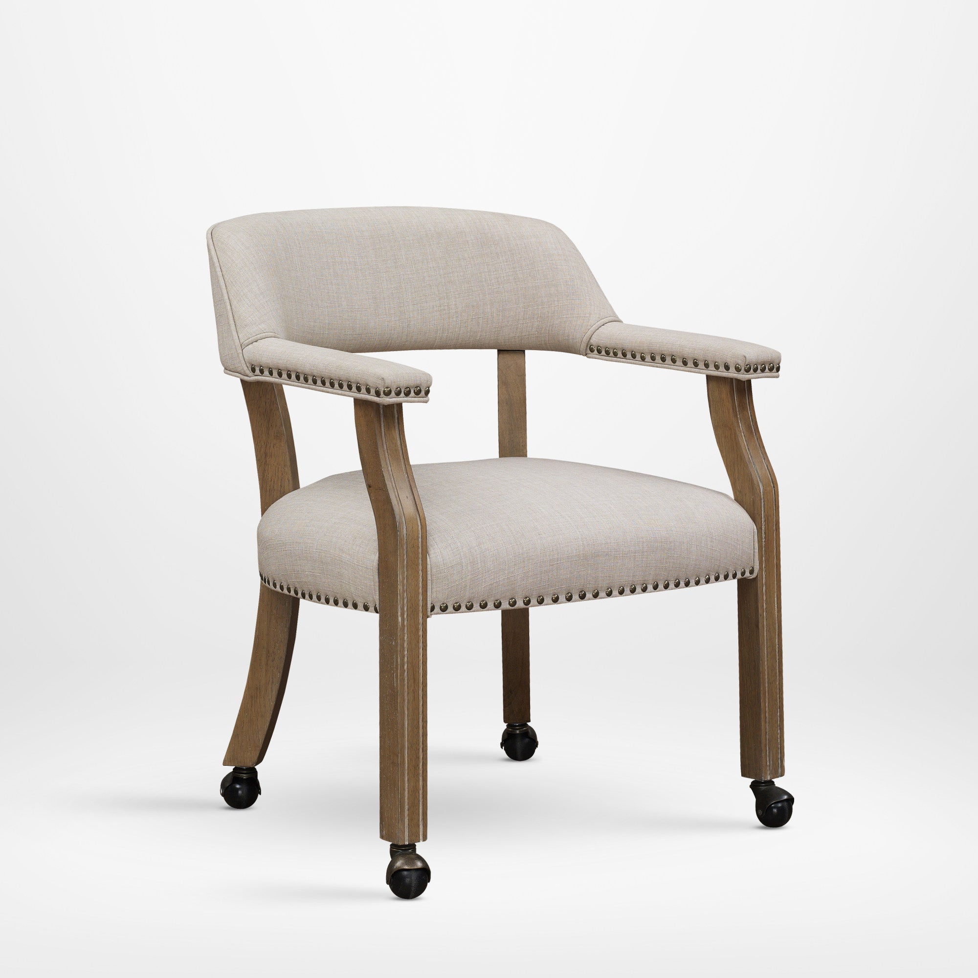 Monroe Sand Beige Caster Dining and Game Chair - angle