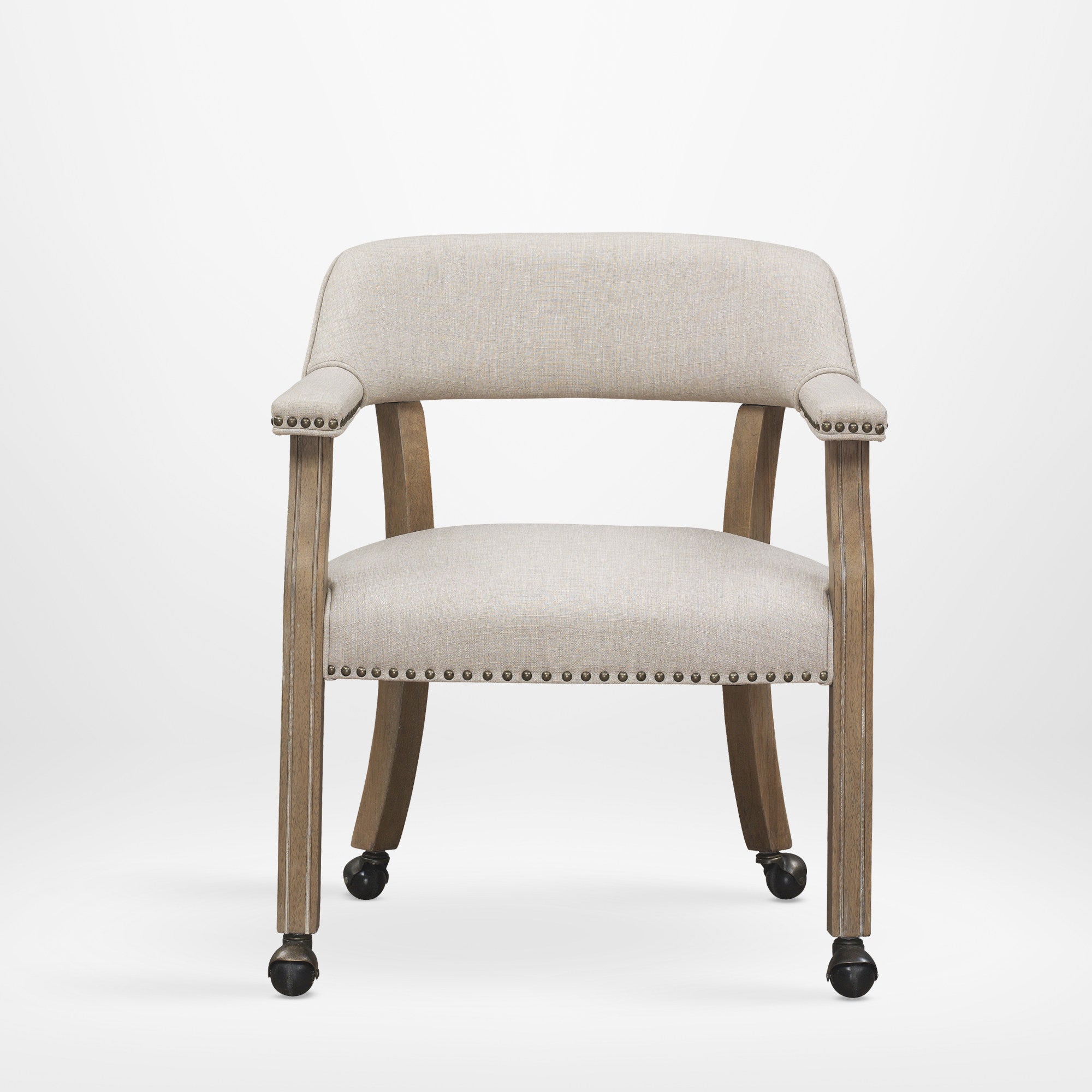 Monroe Sand Beige Caster Dining and Game Chair - front view on white background