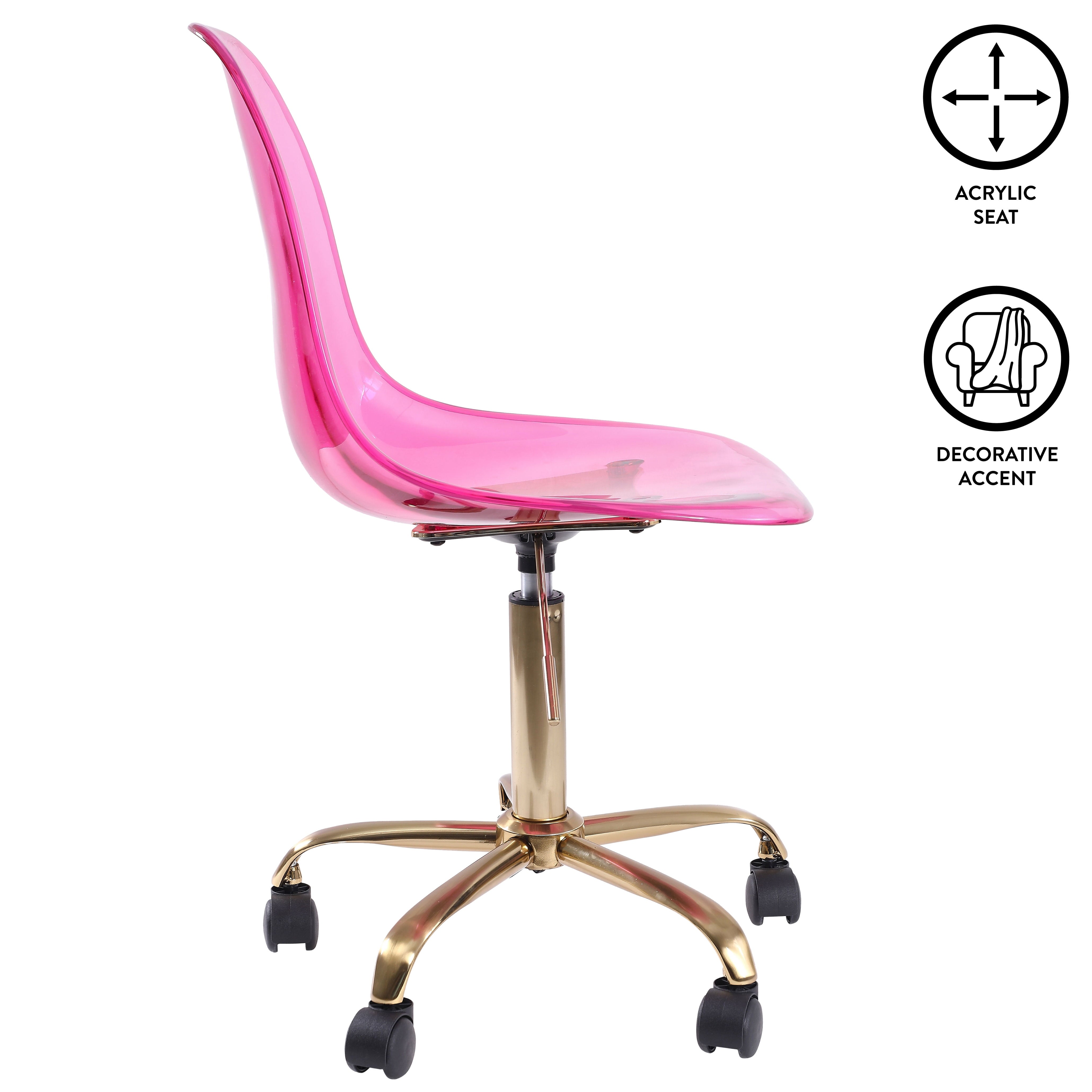 Mainstays Acrylic Rolling Office Chair, Purple, High Back, Adjustable Height