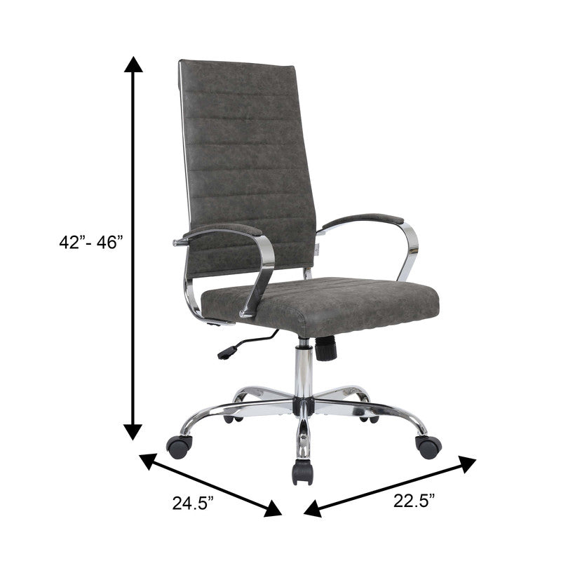 30 PCS Benmar Modern High Back Leather Upholstered Office Chair with Dual Wheel Casters and Swivel Base - Charcoal