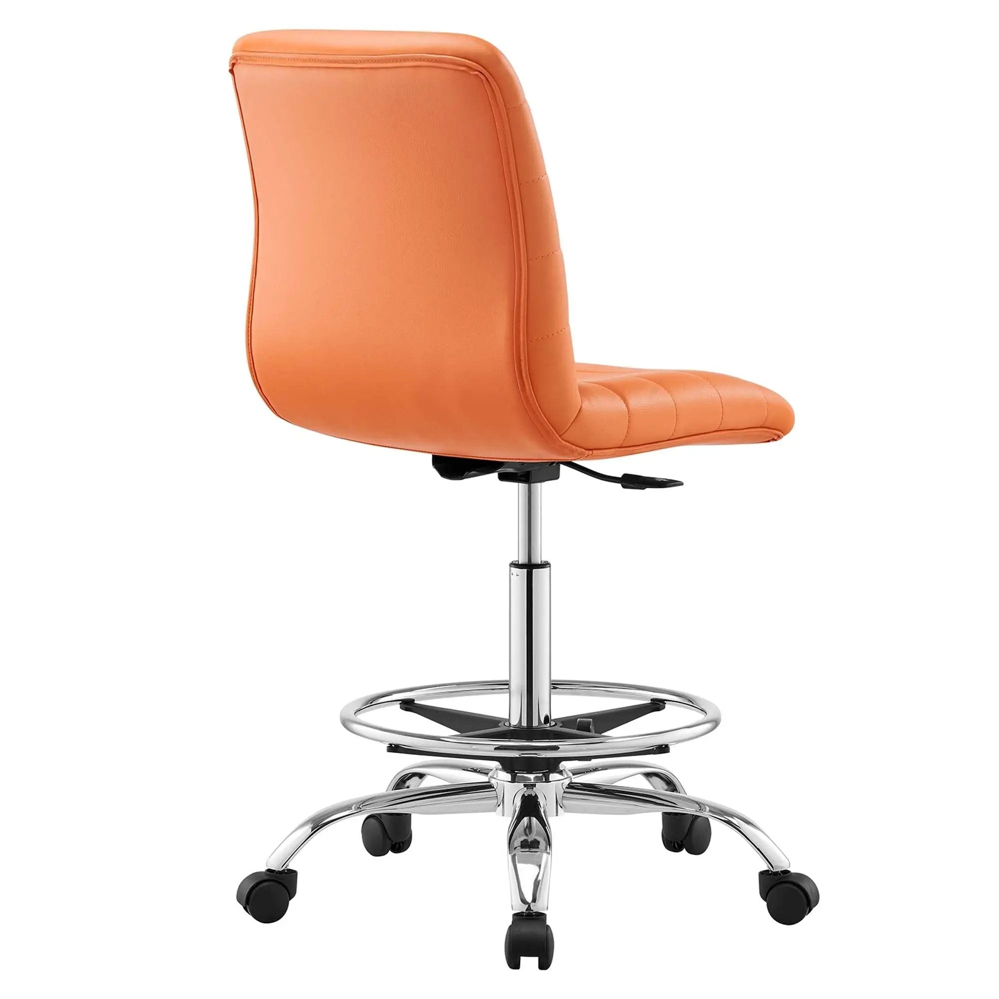 Drafting Chair Vegan Leather Armless Adjustable Stool