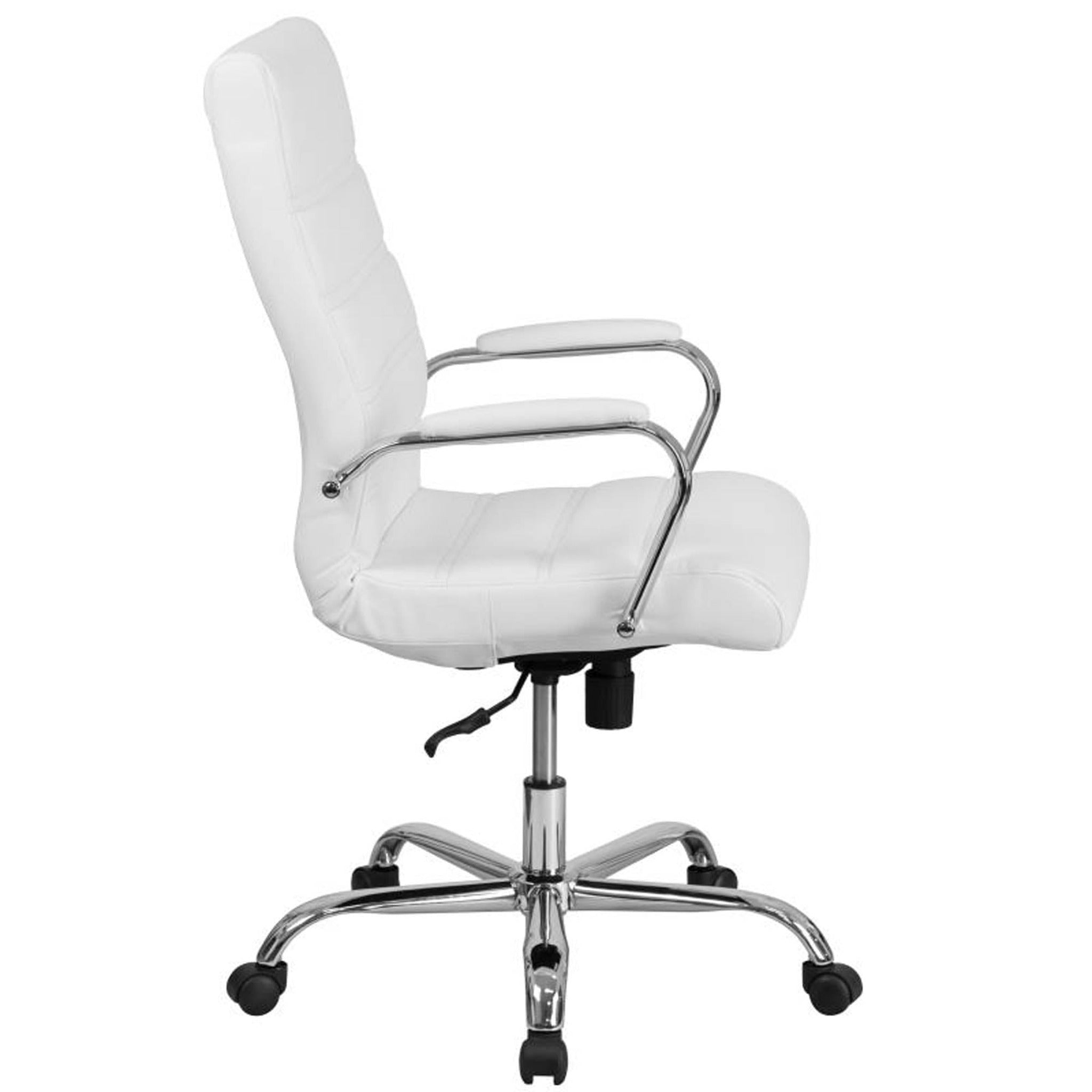 Whitney High Back White LeatherSoft Executive Office Chair with Chrome Frame