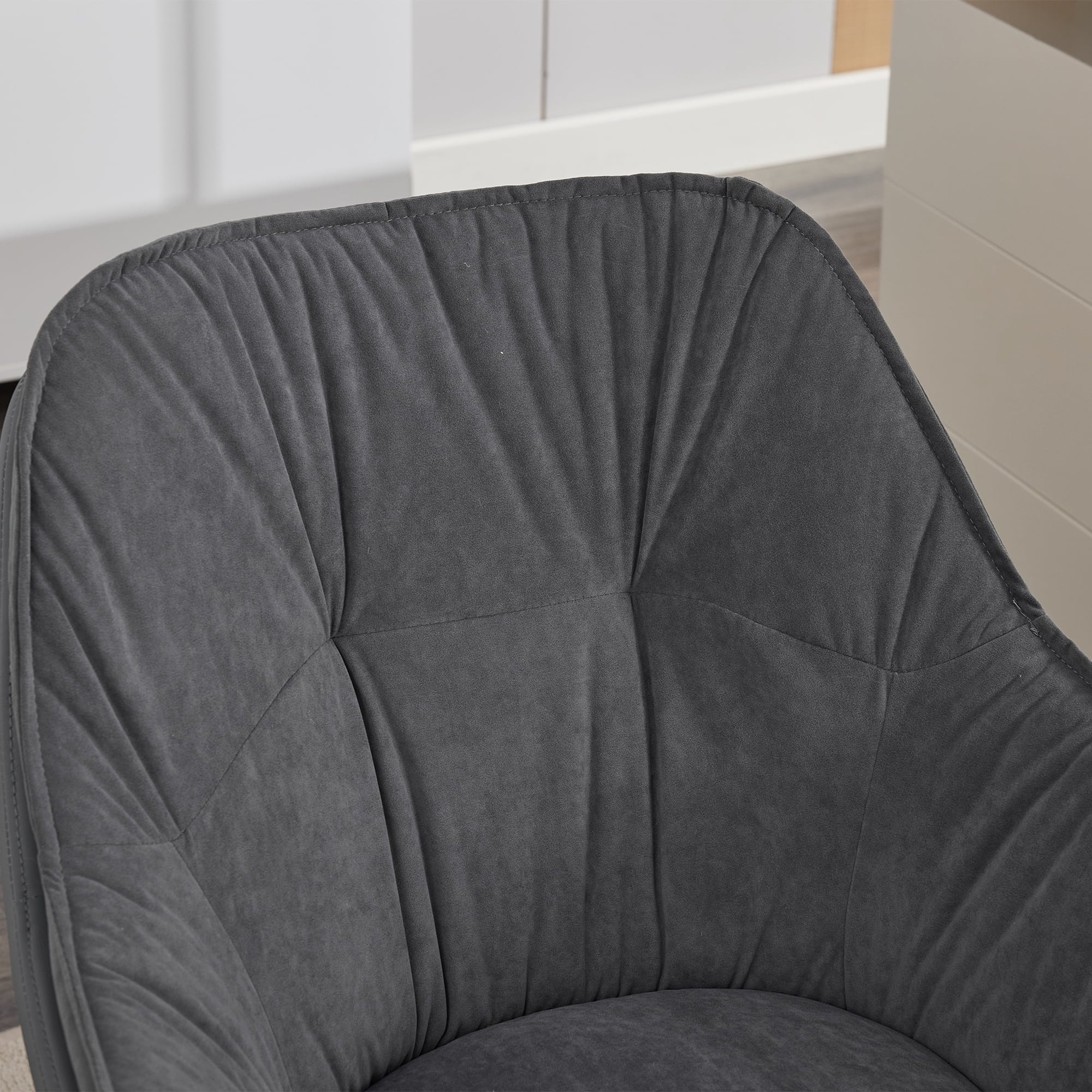 Grey Faux Leather Office Chair, Modern High Back Executive Chair