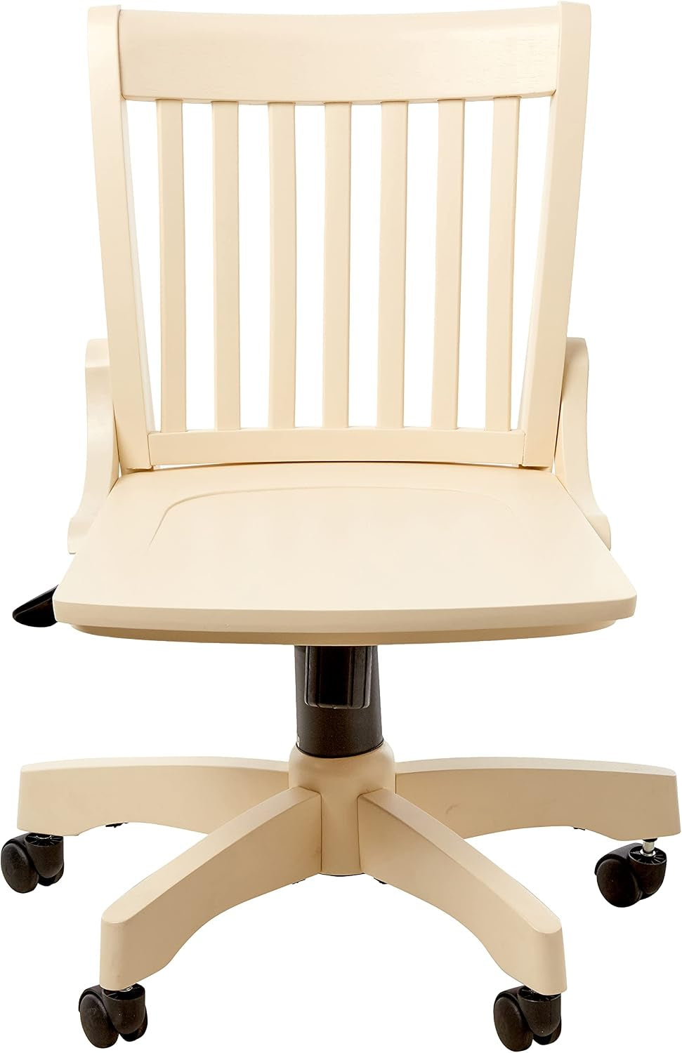 OSP Home Furnishings Deluxe Armless Wood Banker'S Desk Chair with Adjustable Height, Locking Tilt, and Heavy Duty Base, Antique White