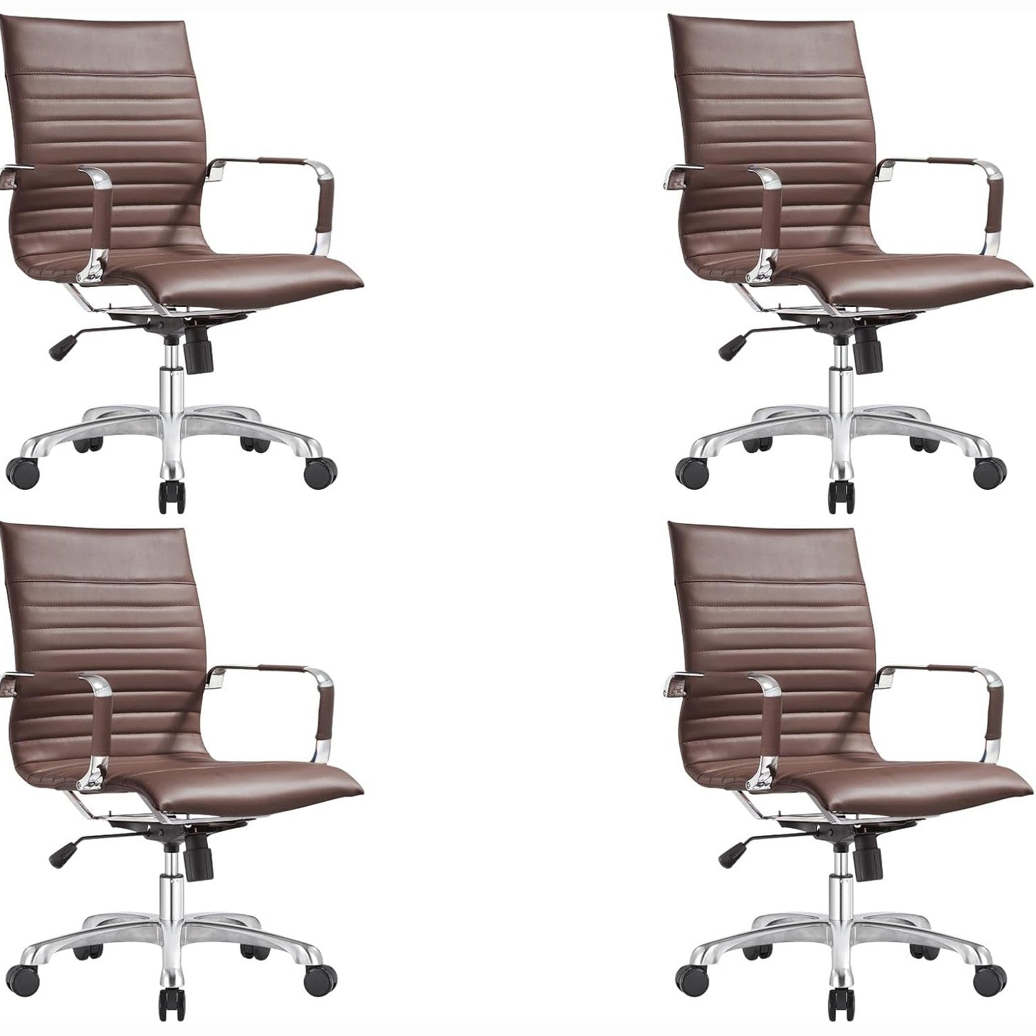 Leisuremod Ergonomic Executive Office Chair with Lumbar Support – Adjustable Leather Swivel Desk Chair, High Back Computer Chair Home & Office with Rolling Wheels & Chrome Base