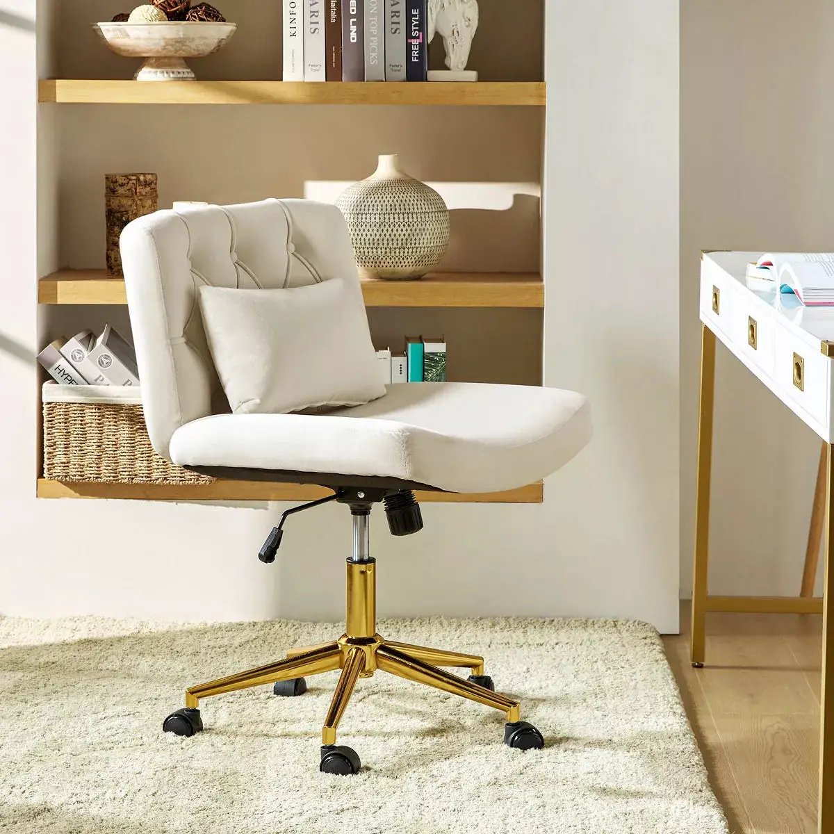 Nigel Modern Flannel Office Chair with Tilt and Adjustable Height Mecha|Hulala HOME