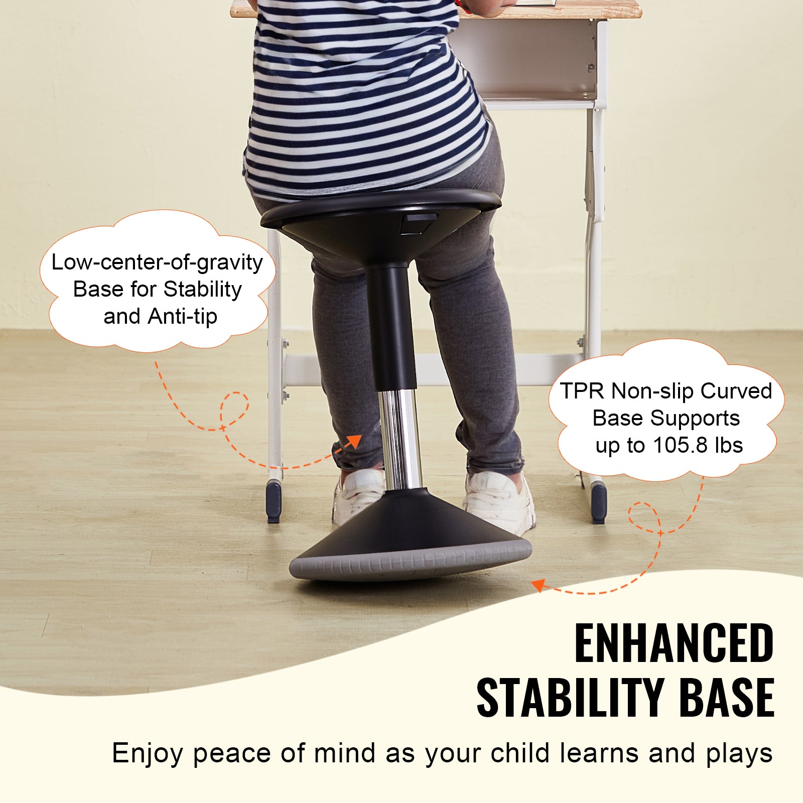 Black Wobble Chair, Height Adjustable Active Seat
