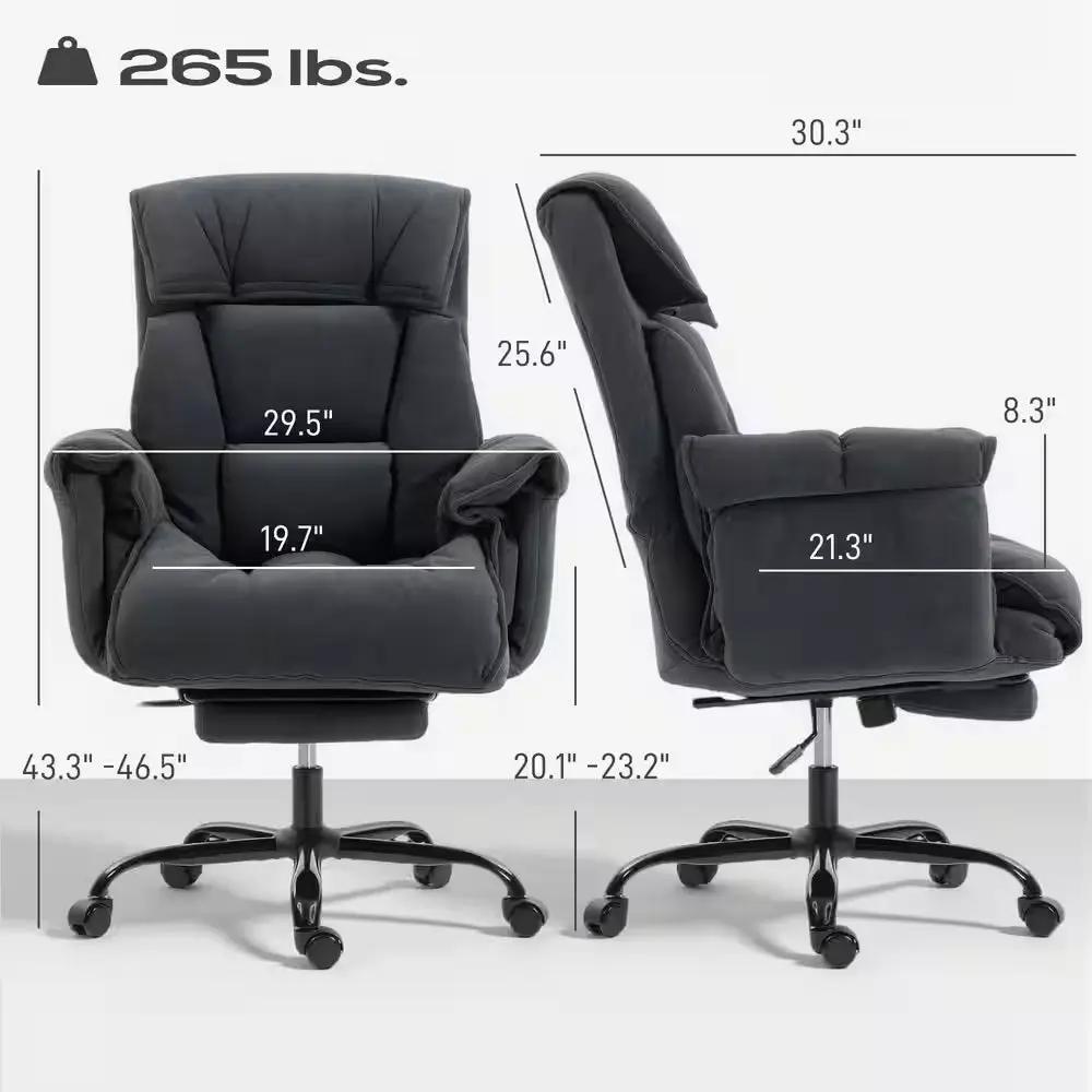 Executive Polyester Reclining Swivel High Back Ergonomic Office Chair in Dark Gray with Adjustable Height