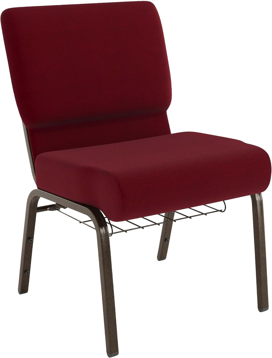Flash Furniture 4 Pack HERCULES Series 21''W Church Chair in Burgundy Fabric with Cup Book Rack - Gold Vein Frame