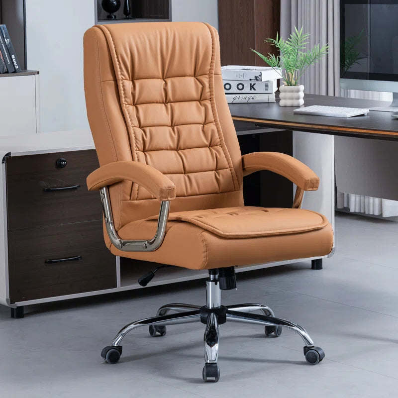 Allard Ergonomic Faux Tufted Leather Executive Office Chair with Padded Armrest
