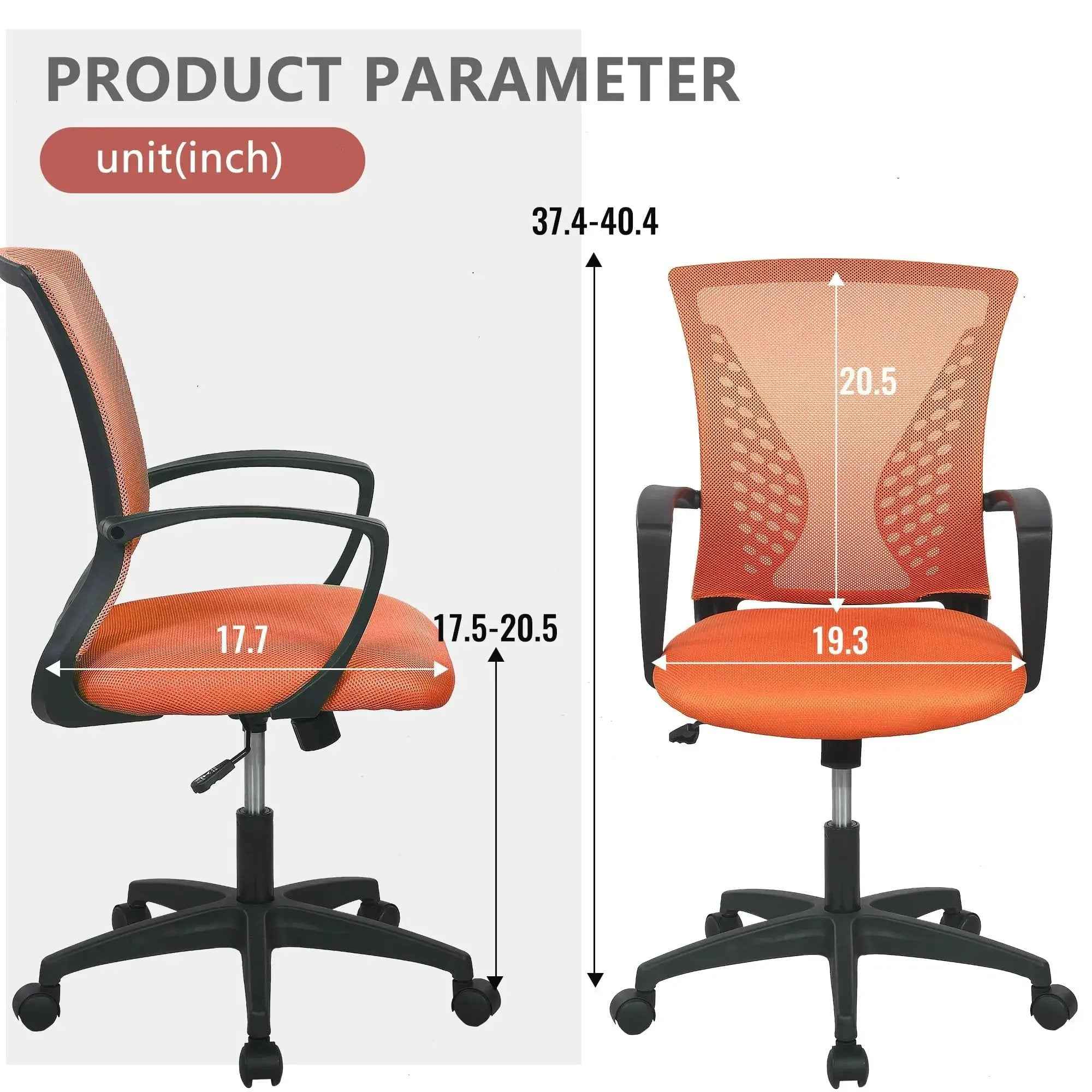 Paylesshere Ergonomic Office Chair, Lumbar Support, Adjustable Height with Armrests for Adults(Orange)