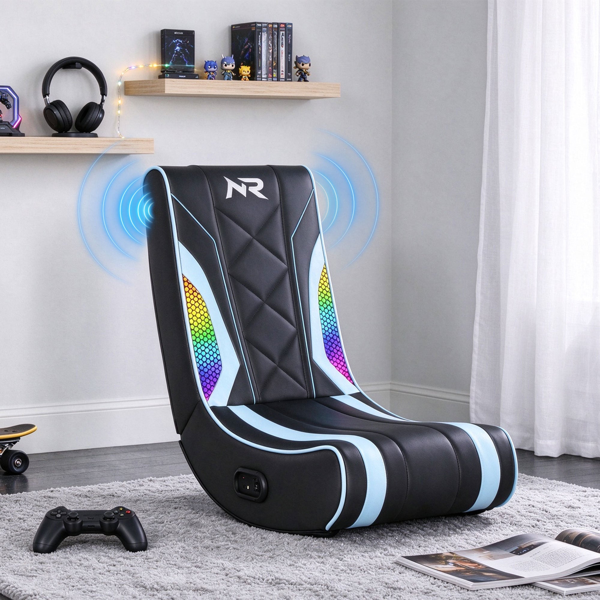 NoxRoc RGB LED Floor Gaming Chair with Built In 2.0 Speakers