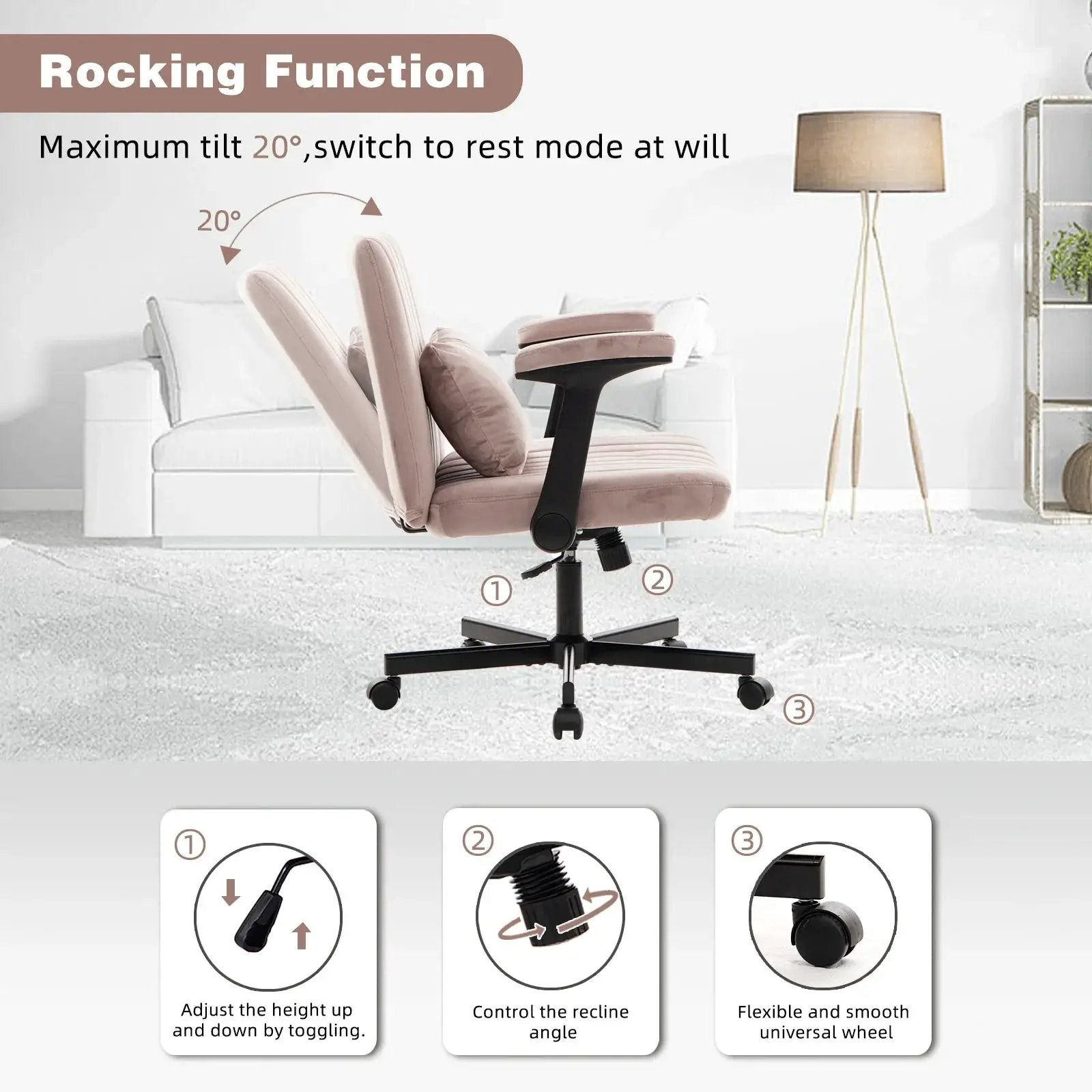 Dark Pink Velvet Criss Cross Armchair With Wheels For Home Office by Platinum-Level Office Chairs