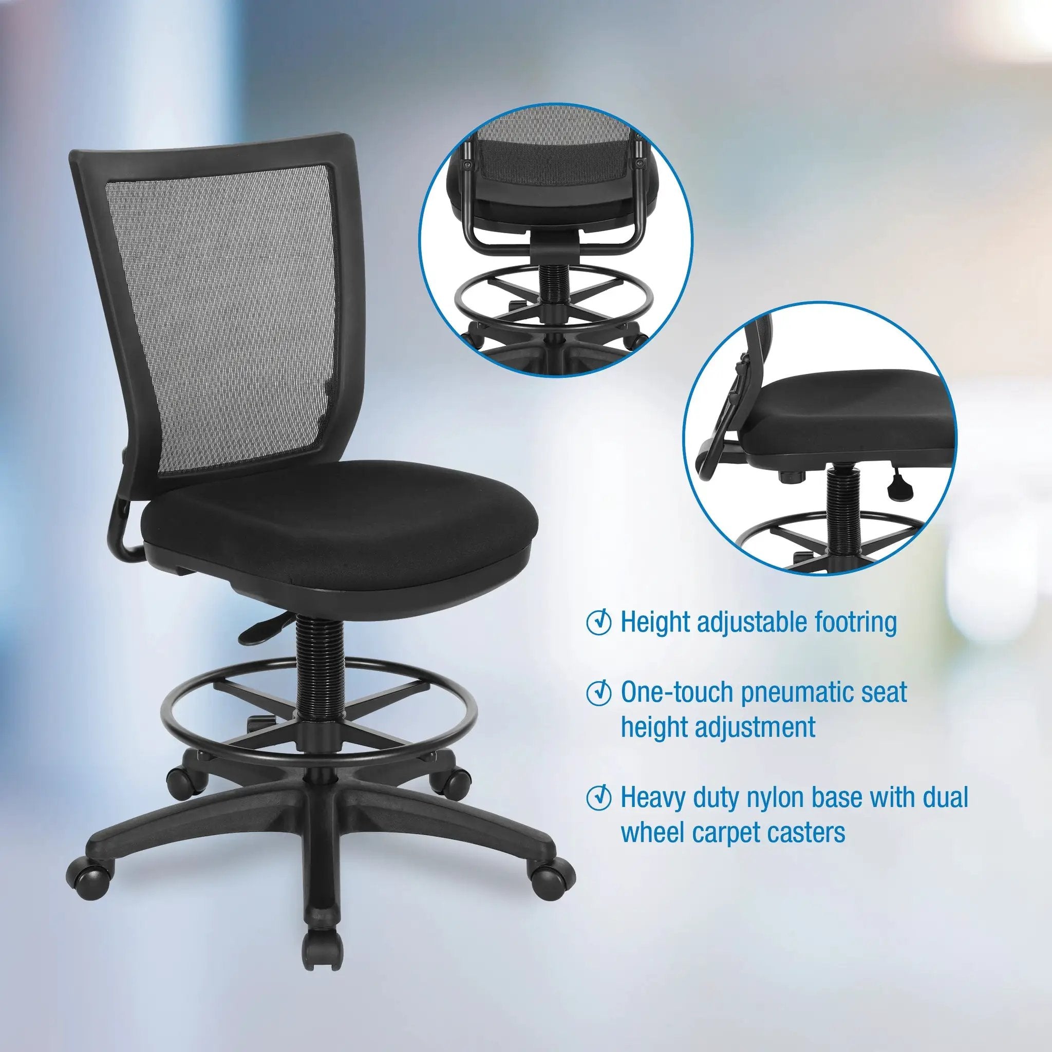 Drafting Chair: Ergonomic Support, Plush Comfort, Breathable Mesh Design