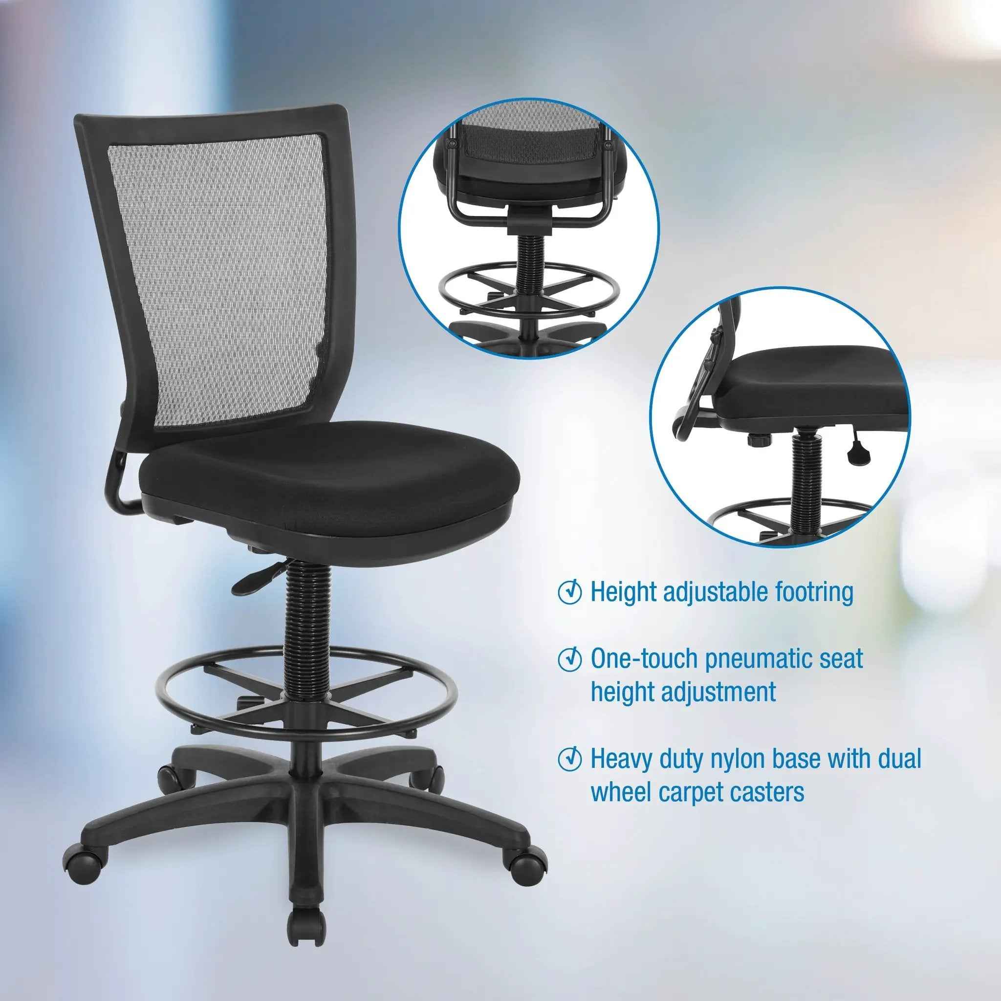 Drafting Chair: Ergonomic Support, Plush Comfort, Breathable Mesh Design