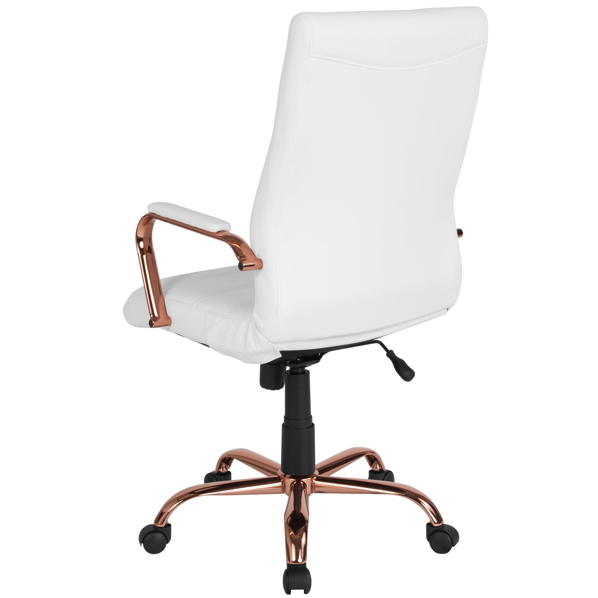 Whitney High Back White LeatherSoft Executive Office Chair with Rose Gold Frame