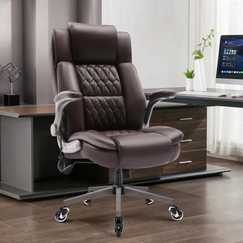 Modern PU Leather Ergonomic Office Chair with Adjustable Lumbar
