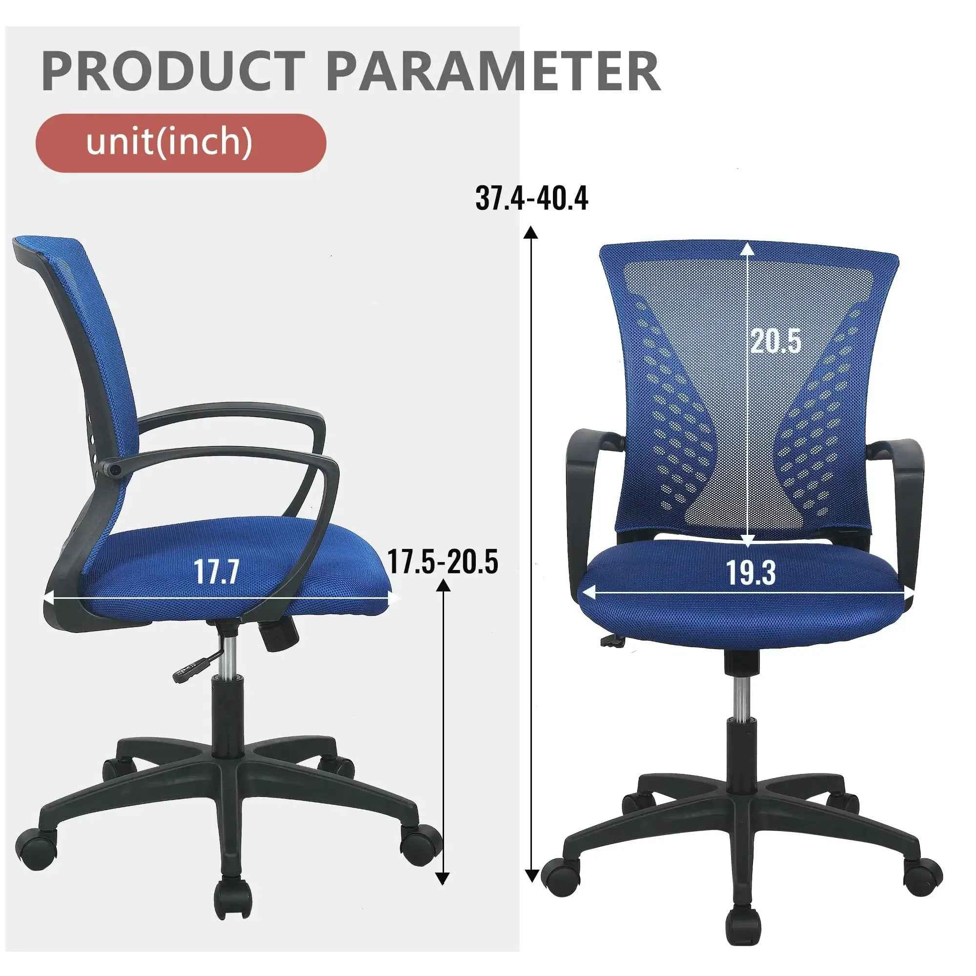 Paylesshere Ergonomic Office Chair, Lumbar Support, Adjustable Height with Armrests for Adults(Blue)