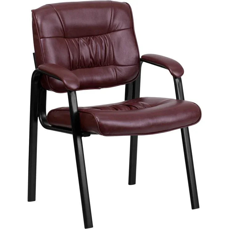 Burgundy LeatherSoft Executive Side Reception Chair with Black Metal Frame by Platinum-Level Office Chairs
