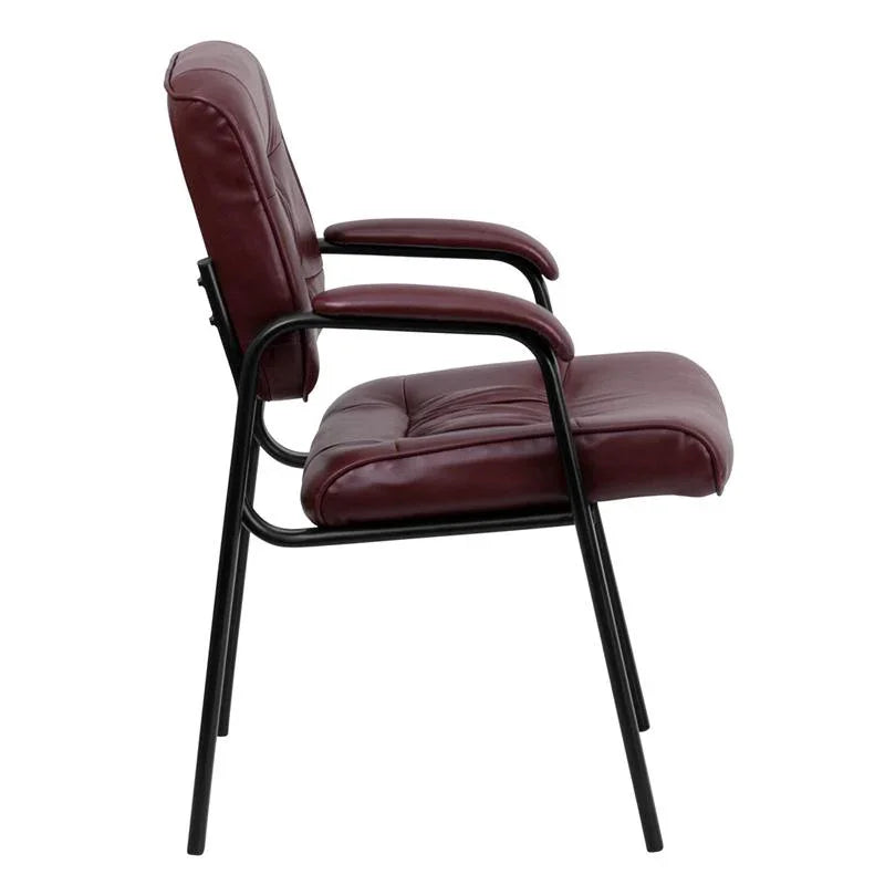 Burgundy LeatherSoft Executive Side Reception Chair with Black Metal Frame by Platinum-Level Office Chairs