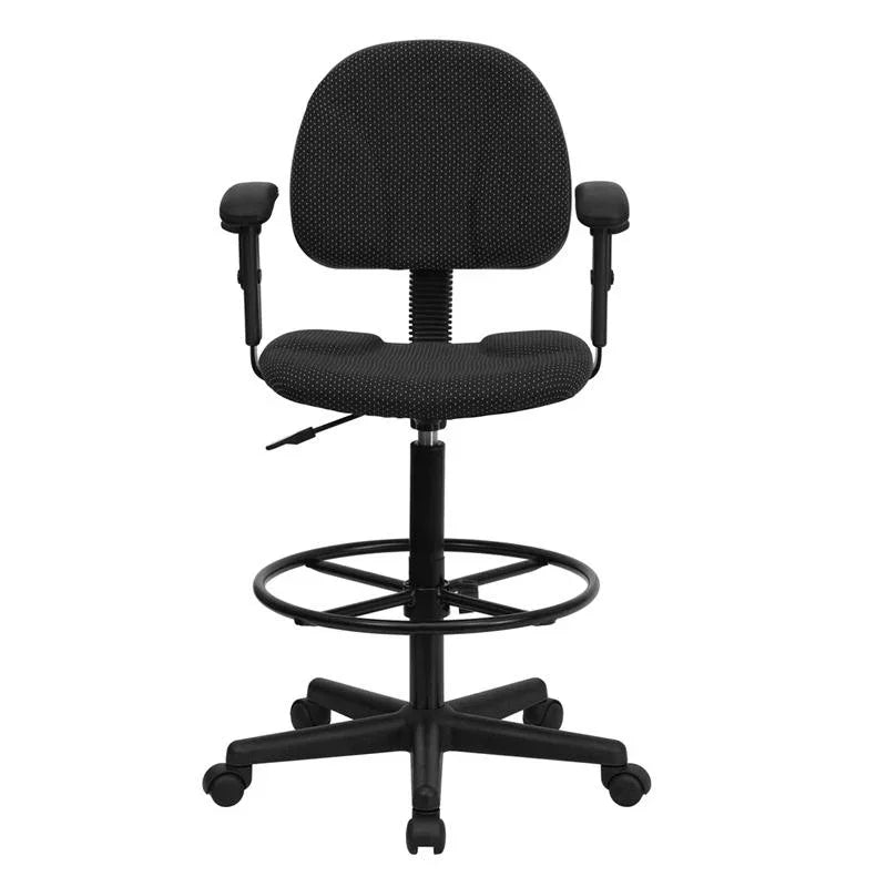 Black Fabric Adjustable Height Drafting Chair With Ergonomic Support by Platinum-Level Office Chairs