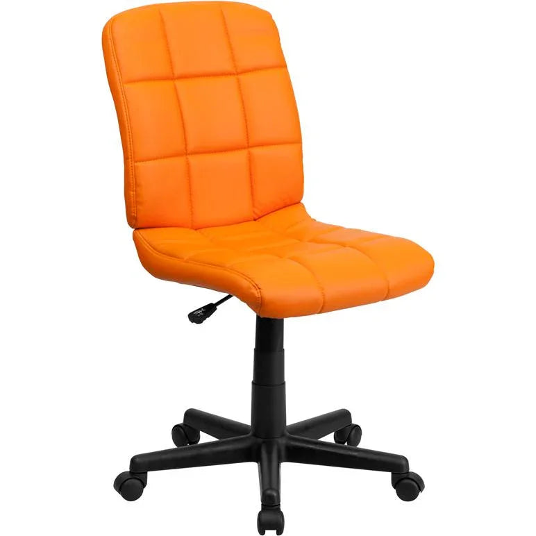 Orange Quilted Vinyl Swivel Office Chair Mid Back Comfort by Platinum-Level Office Chairs