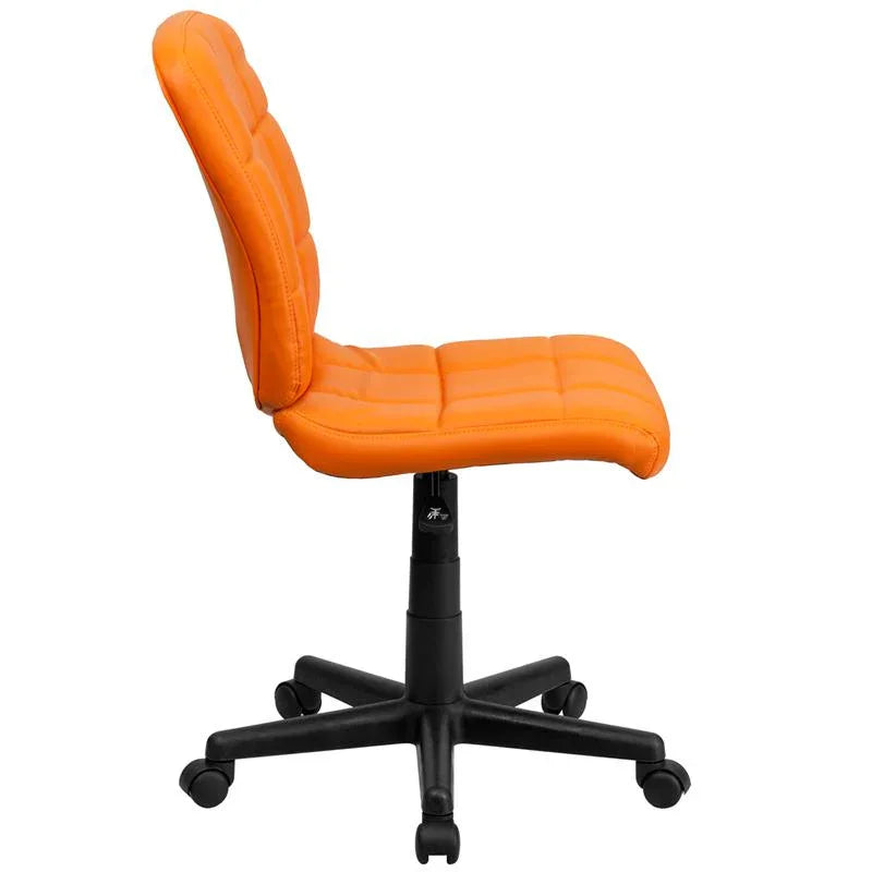 Orange Quilted Vinyl Swivel Office Chair Mid Back Comfort by Platinum-Level Office Chairs