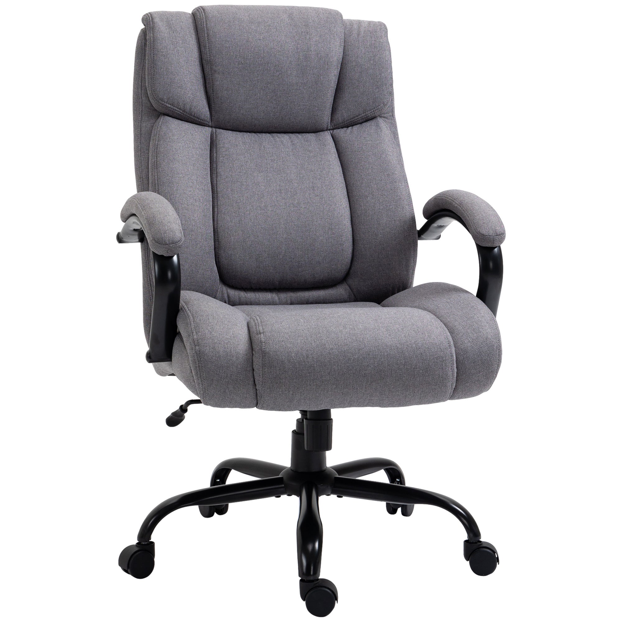 Big and Tall Executive Office Chair All Day Comfort With Wide Seat Linen Fabric Adjustable Height
