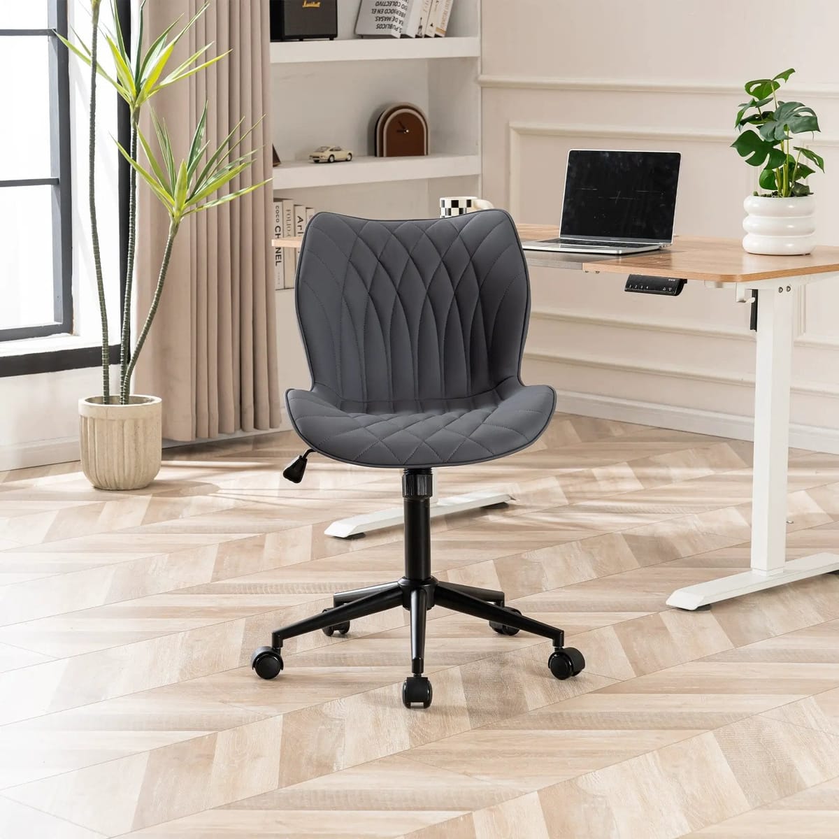 Swivel Armless Desk Chair Office Chairs Makeup Vanity Chair