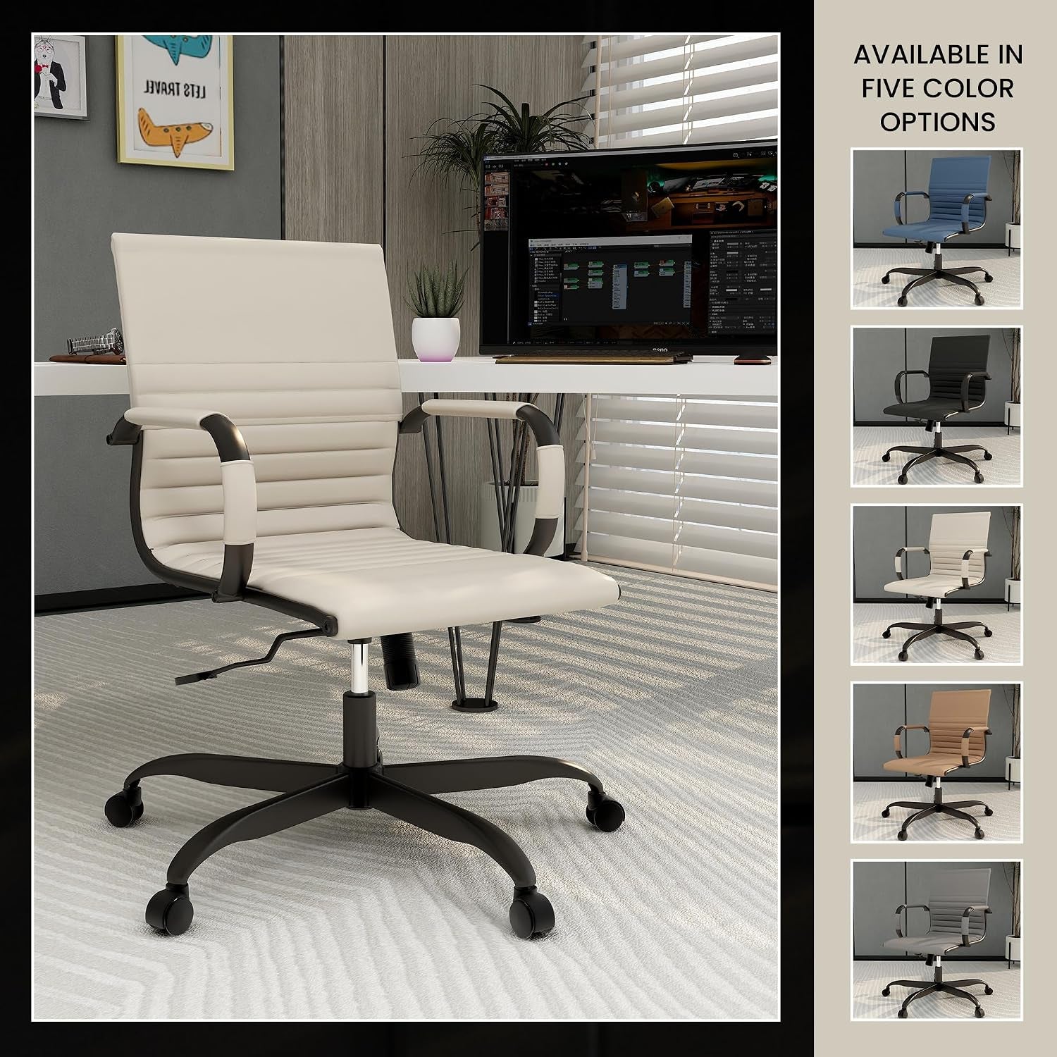 Ergonomic Leather Office Chair With Adjustable Tilt And Swivel Comfort