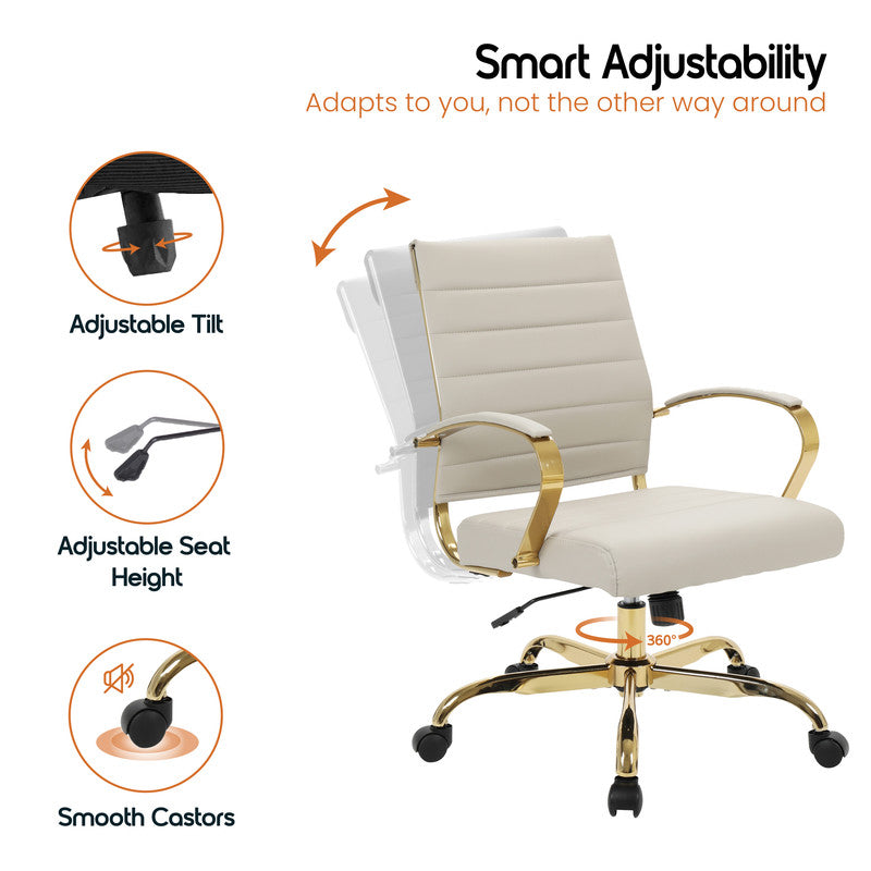 Set of 2 tan leather office chairs – view 5
