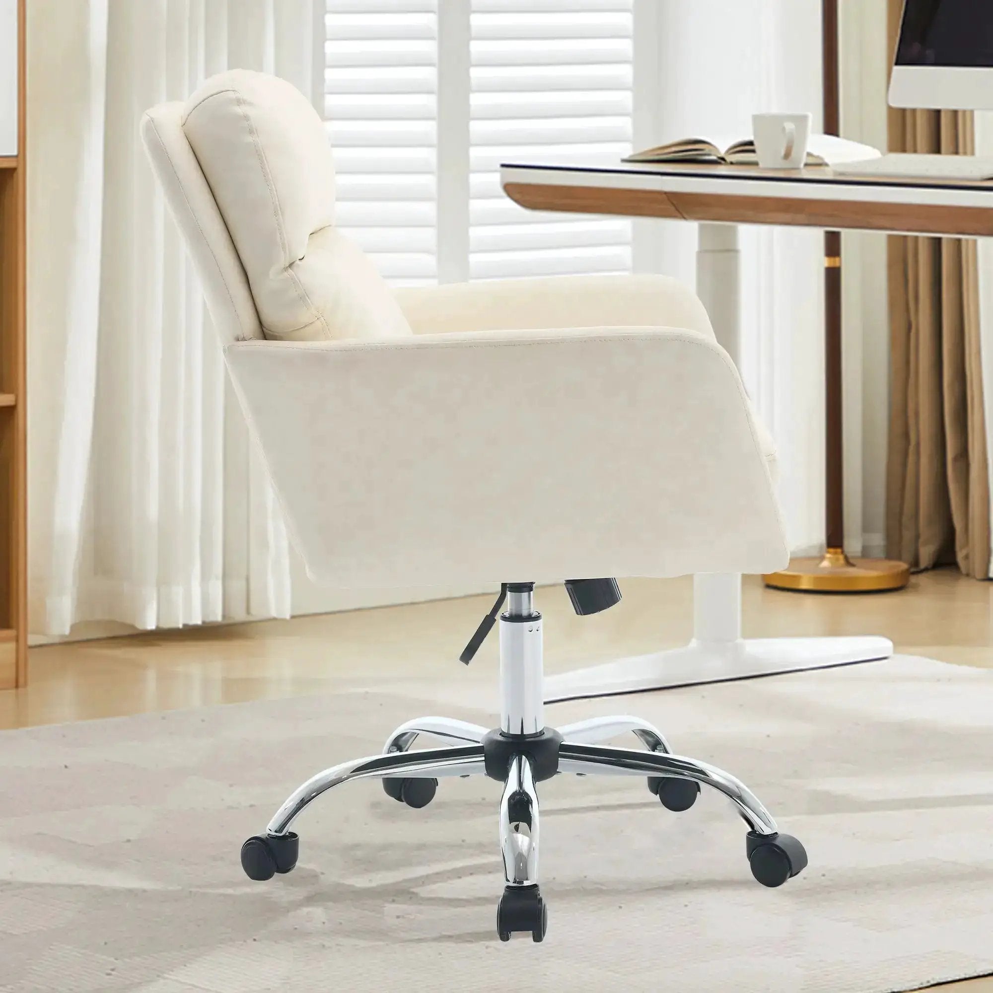 White PU Leather Ergonomic Office Chair - Adjustable White - Platinum-Level Office Chairs