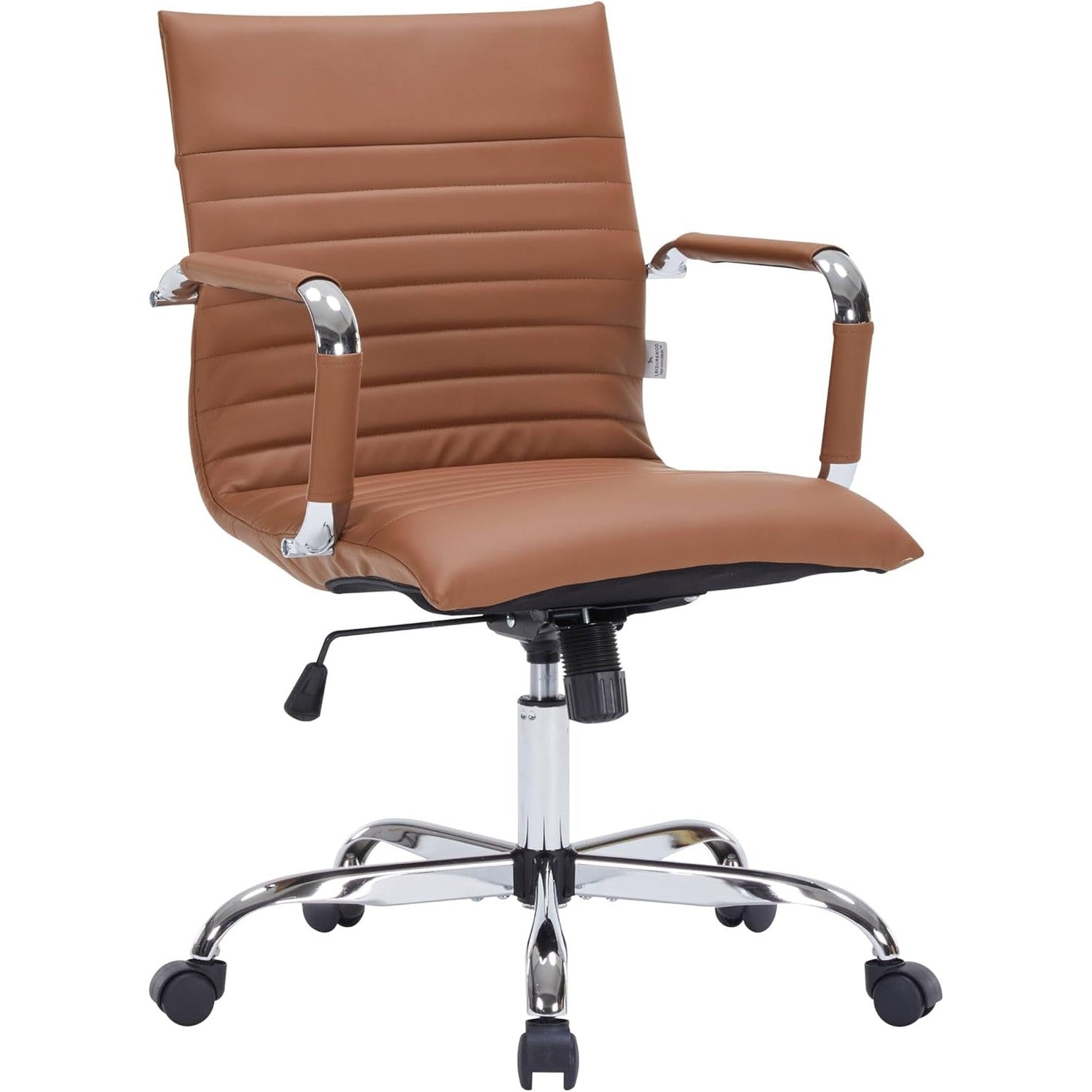 Leisuremod Ergonomic Executive Office Chair with Lumbar Support – Adjustable Leather Swivel Desk Chair, High Back Computer Chair Home & Office with Rolling Wheels & Chrome Base