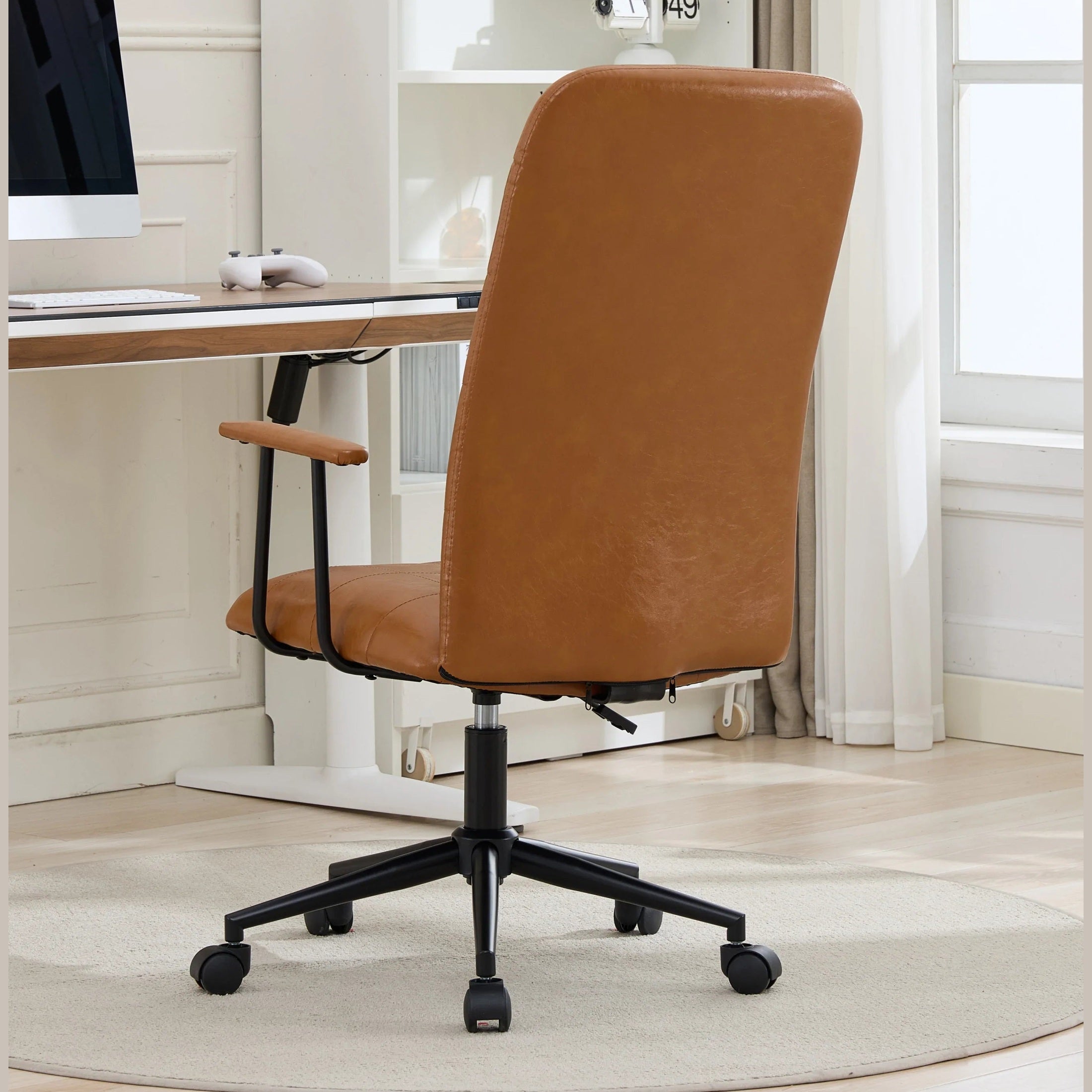 Antique Brown PU Leather Office Chair With Armrest And Gas Lift by Platinum-Level Office Chairs