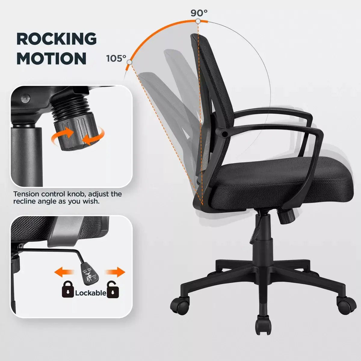 Yaheetech Office Desk Chair Computer Task Chair with Lumbar Support and Armrest