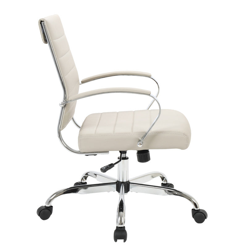 30 PCS Benmar Leather Office Desk Computer Chair with Ribbed Seat and Steel Frame - Tan