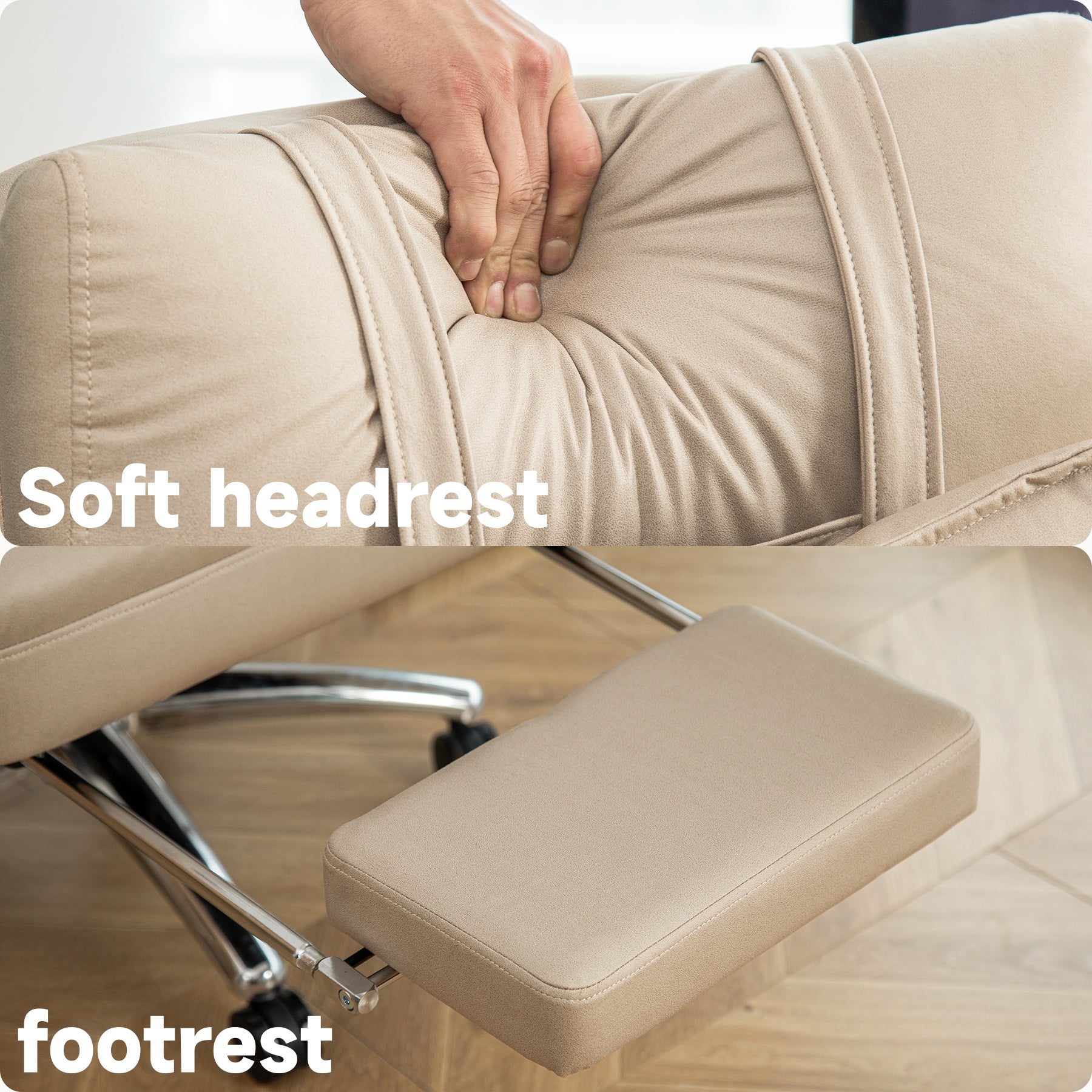 Beige tech leather office chair – view 5