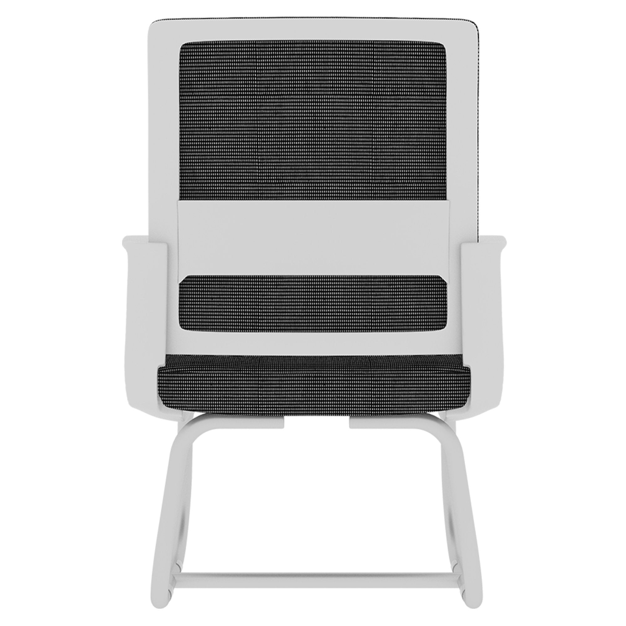 White and Black Mesh Back Modern Office Chair - back view on white background