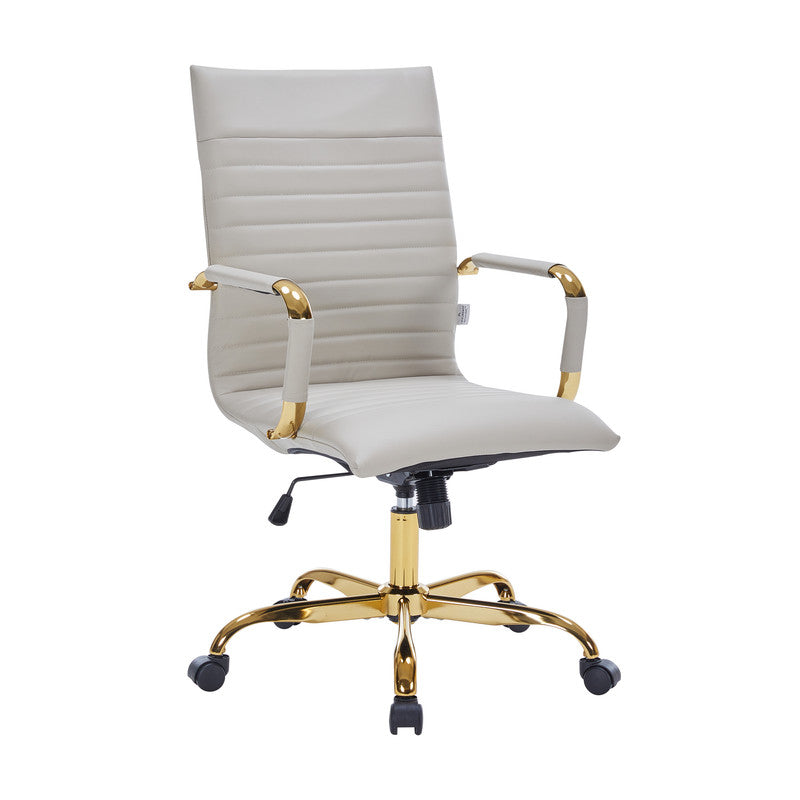 17 PCS Harris Modern High-Back Leather Upholstered Office Chair with Tilt & Swivel for Home Office - Tan