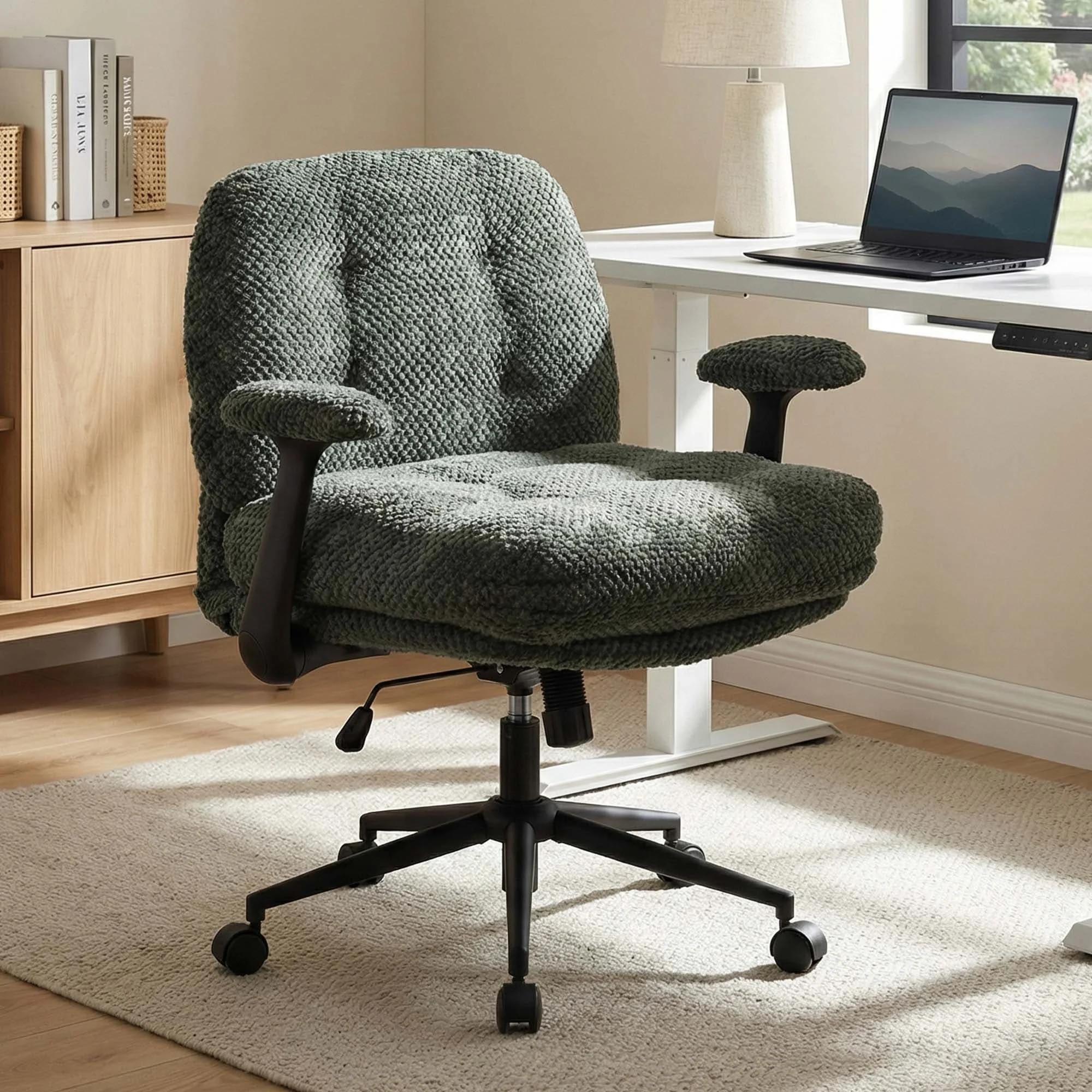 Green Pineapple Textured Chenille Swivel Desk Chair - Platinum-Level Office Chairs