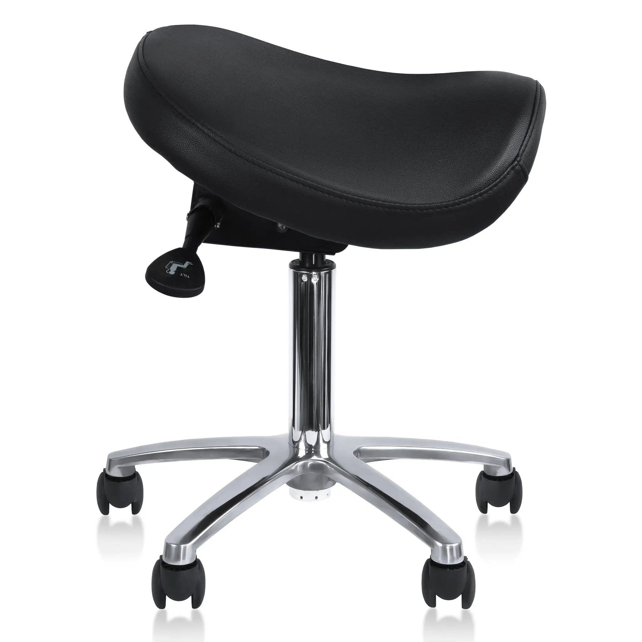 Adjustable Black Firm Saddle Stool Tilt Chair with Wheels Salon Dental Hygienist Rolling Dentist Clinical Hospital Lab