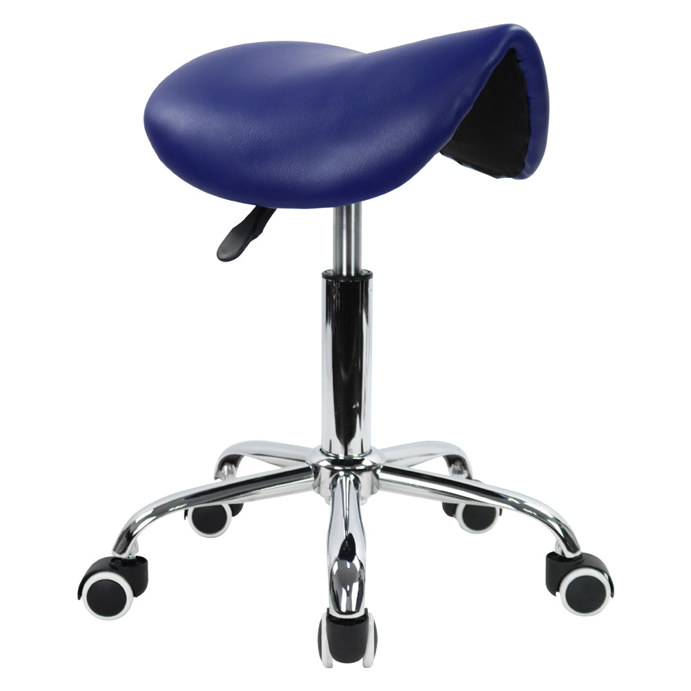 PU Leather Saddle Stool With Height Adjustable Swivel Wheels