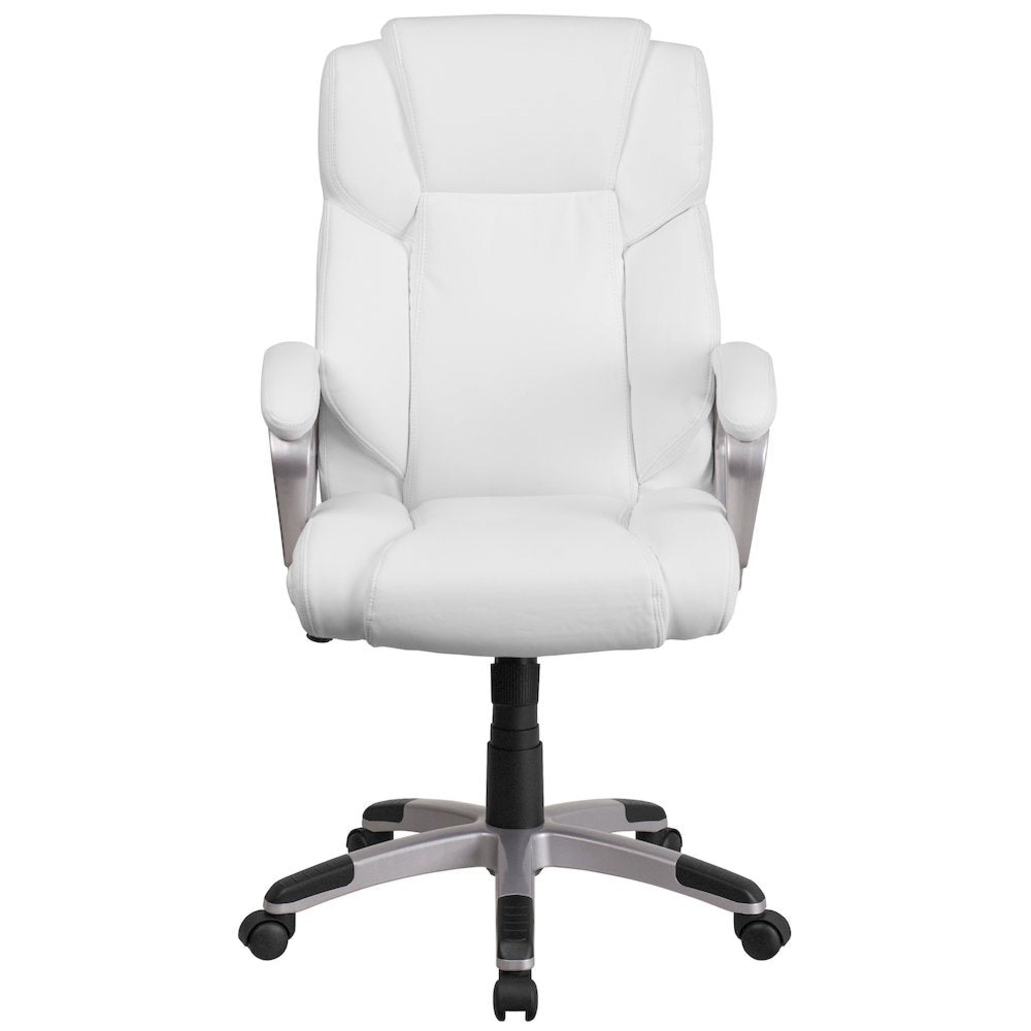 Mid-Back White LeatherSoft Executive Swivel Office Chair