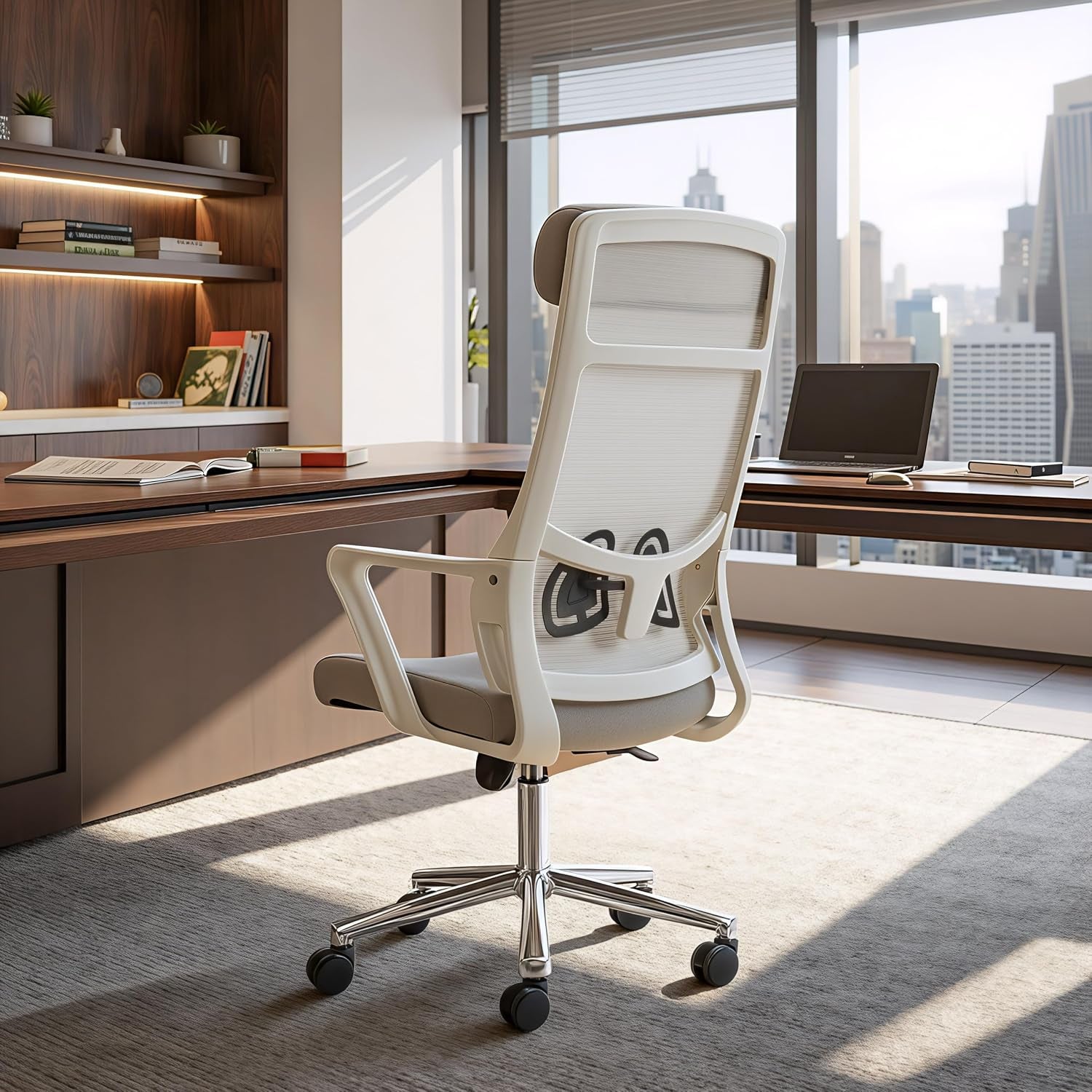 Zuo Jett High Back Office Chair Light Gray, Gray Office Chair, Modern Style, Mesh Fabric, Breathable Mesh Fabric, Nylon, Indoor Office, 26" W X 26" D X 46.9~50.8" H, Non-Stackable