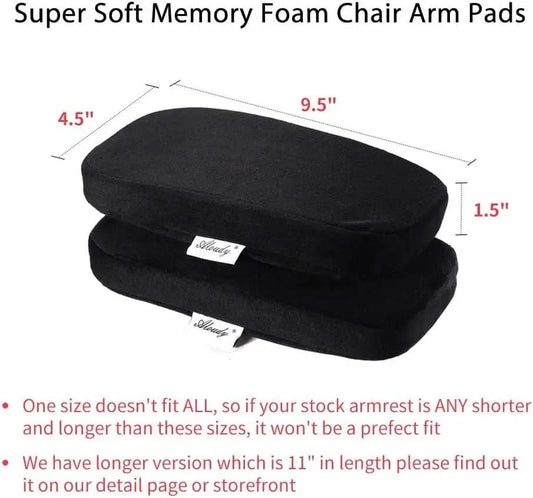 Aloudy memory foam chair armrest pads, black, stretch-fit, set of 2